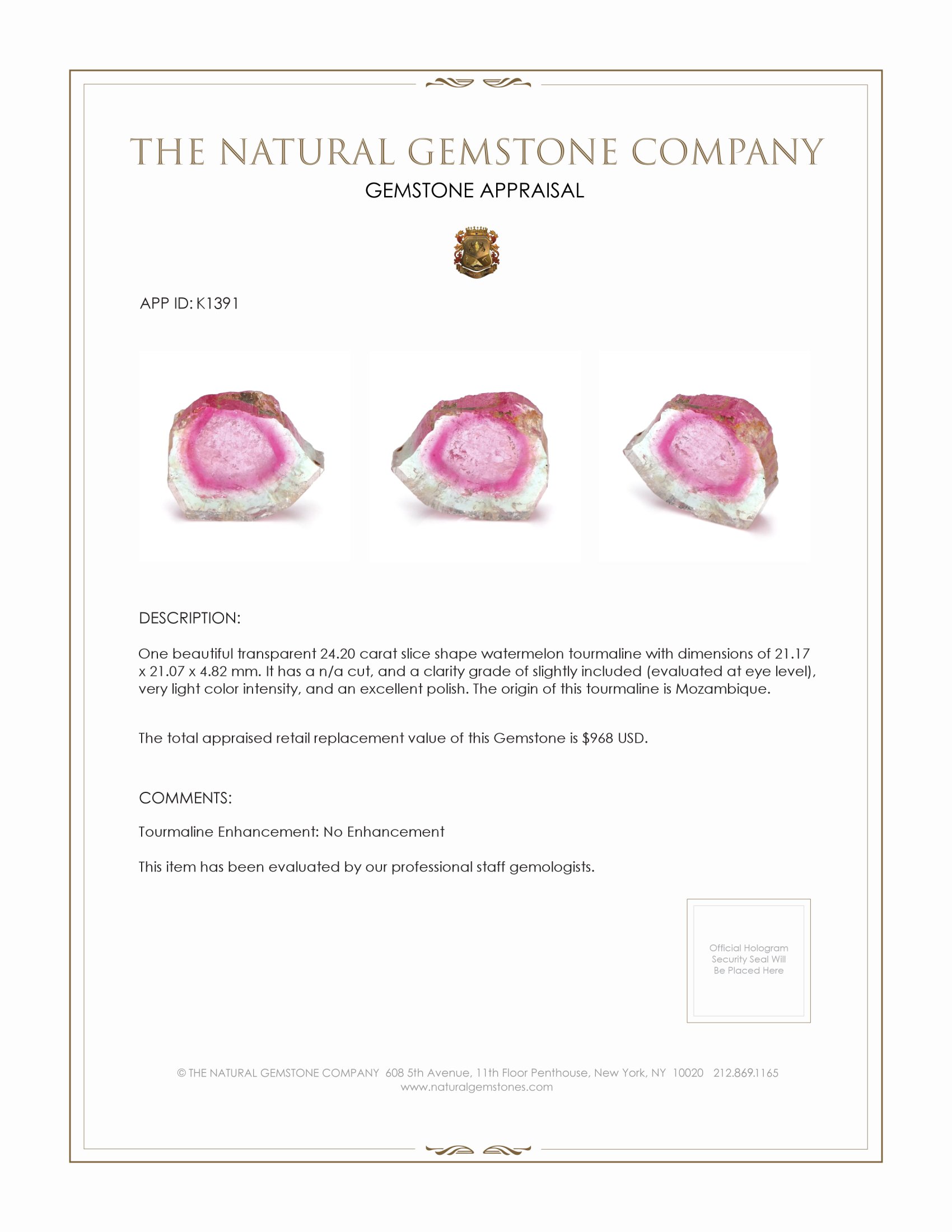 24.20 Ct. Tourmaline from Mozambique