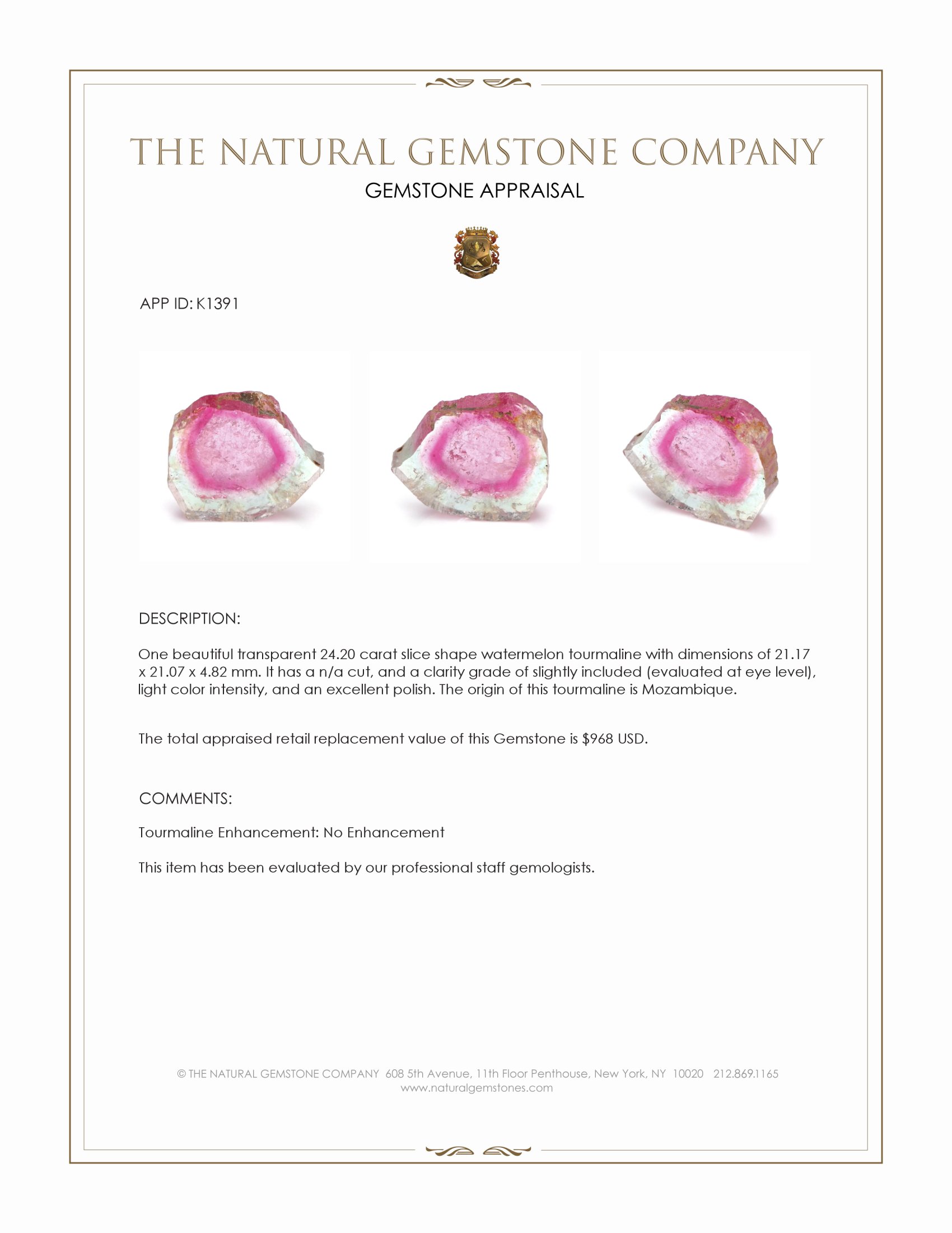 24.20 Ct. Tourmaline from Mozambique