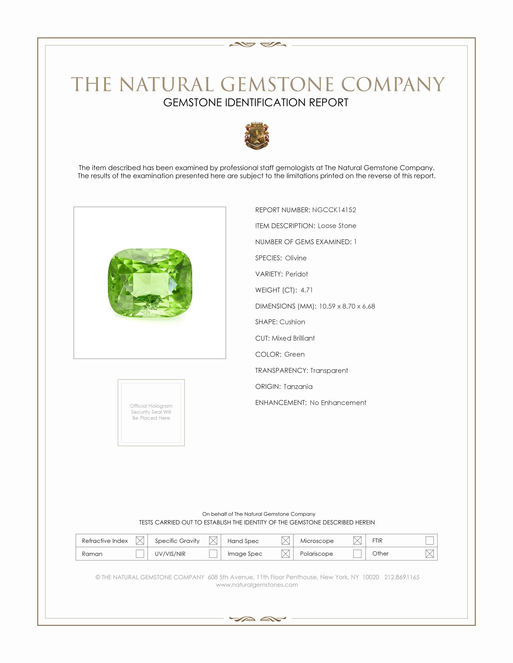 4.71 Ct. Peridot from Tanzania