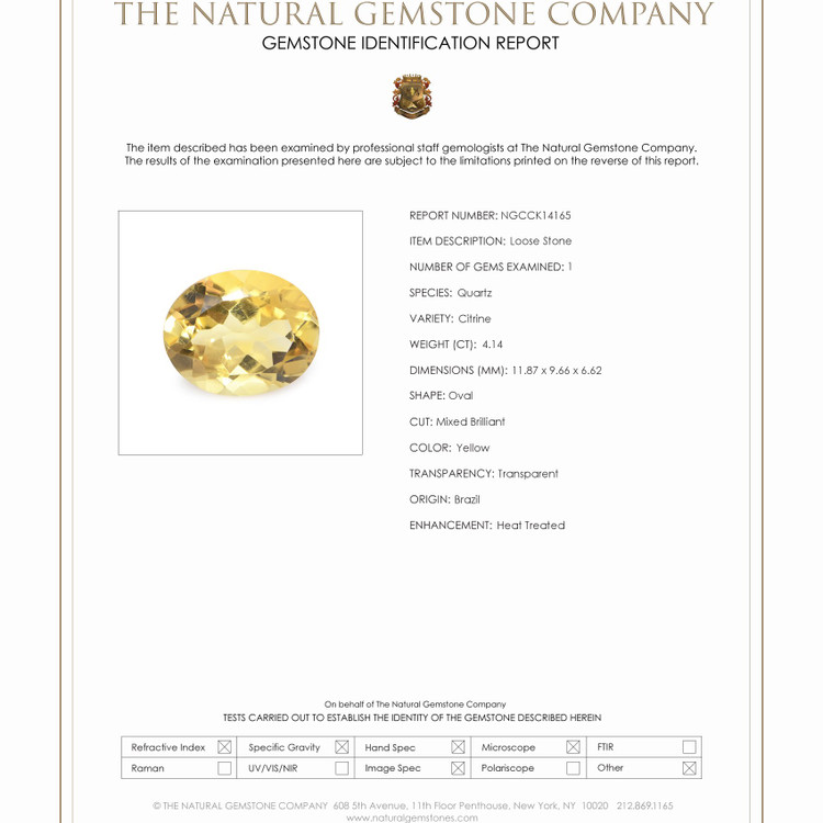 4.14 Ct. Citrine from Brazil