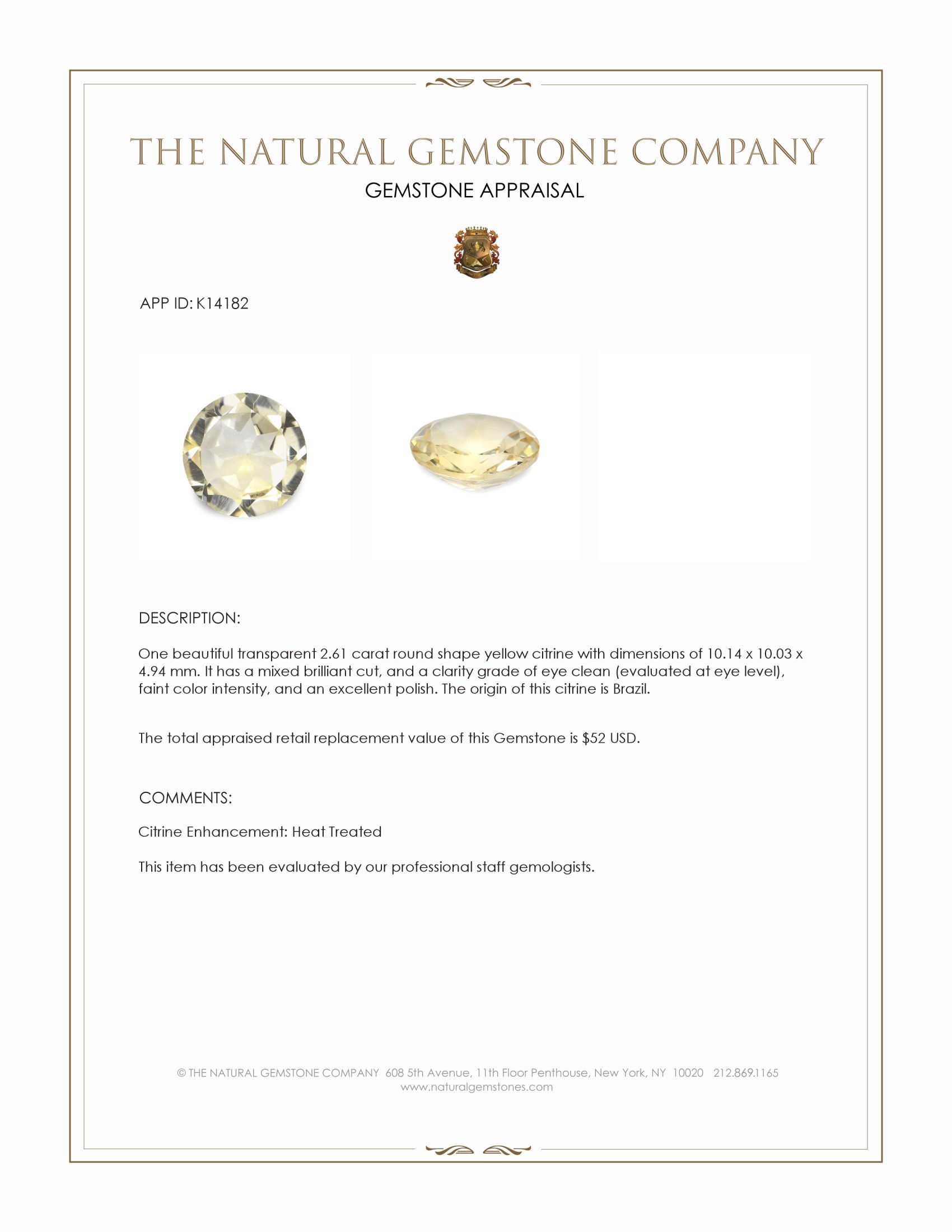 2.61 Ct. Citrine from Brazil