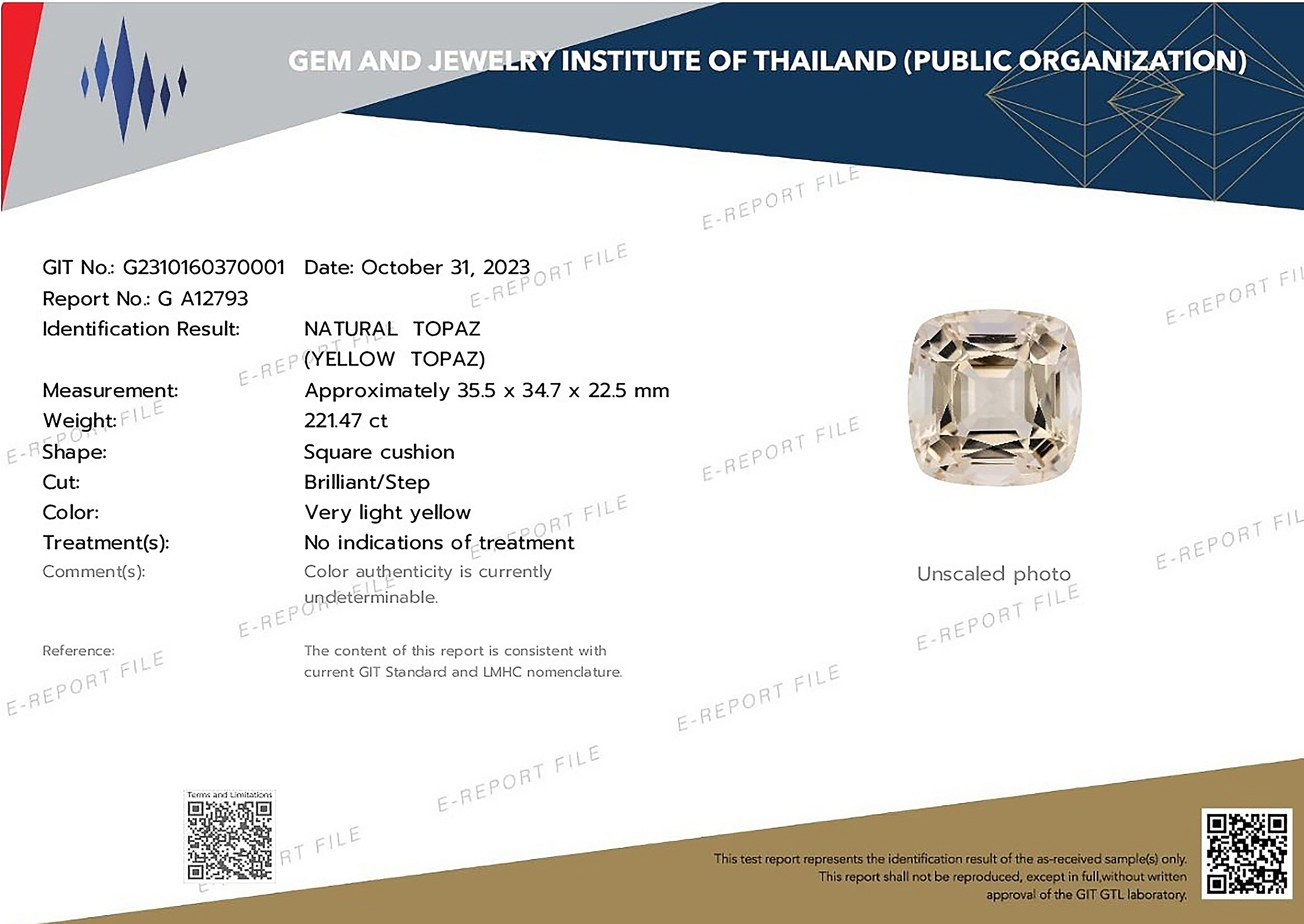 221.47 Ct. Topaz from Ceylon (Sri Lanka)