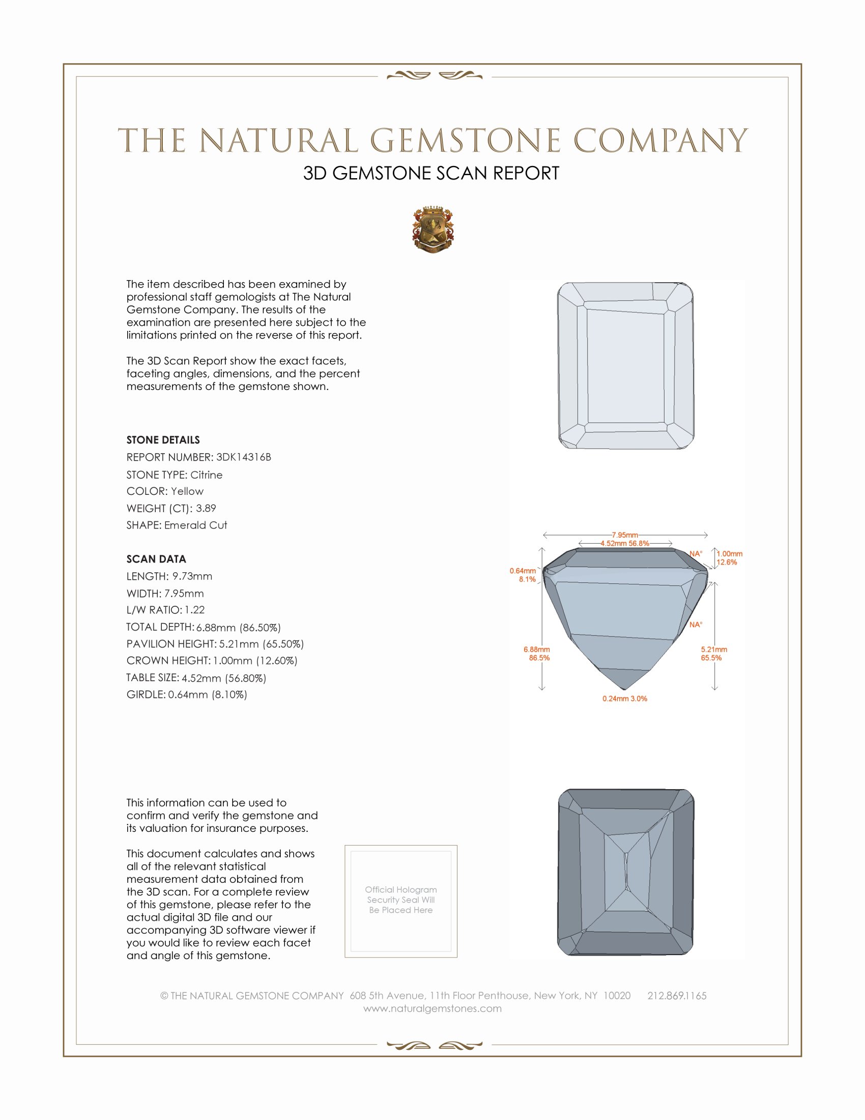 3.89 Ct. Citrine from Brazil