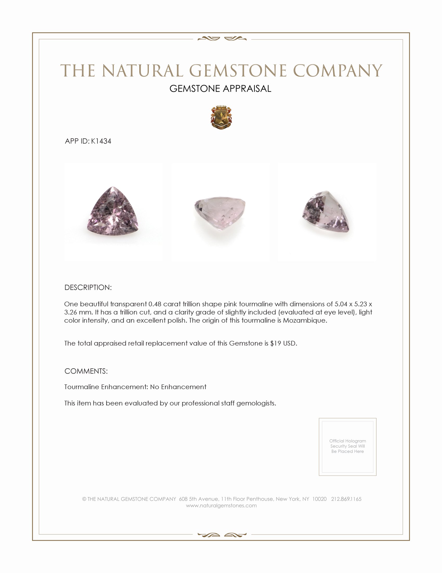 0.48 Ct. Tourmaline from Mozambique