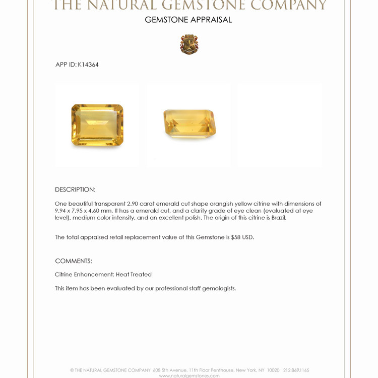 2.90 Ct. Citrine from Brazil