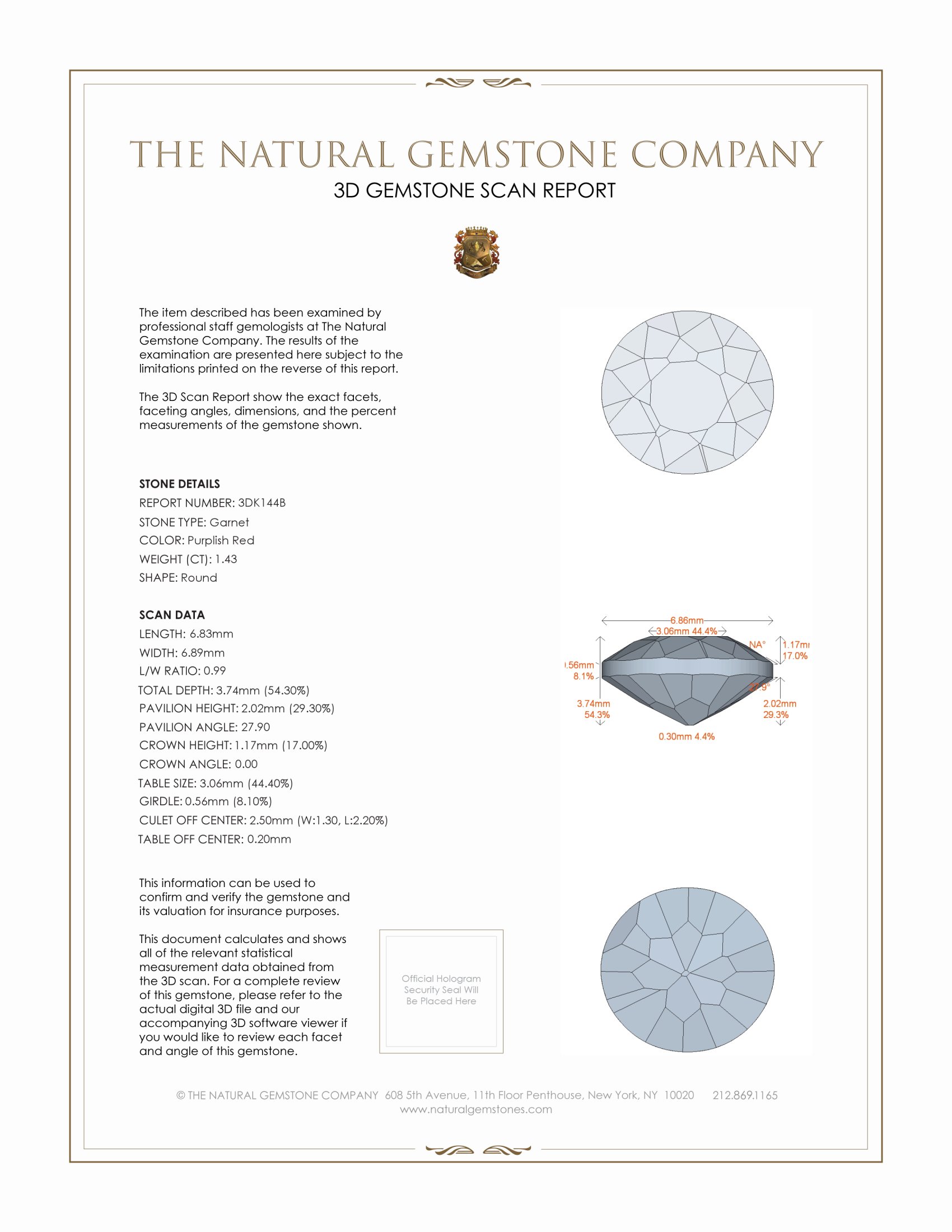 1.43 Ct. Garnet from Ceylon (Sri Lanka)