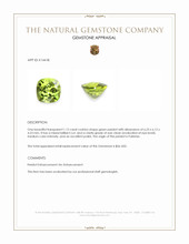 1.12 Ct. Green Peridot from Pakistan Appraisal