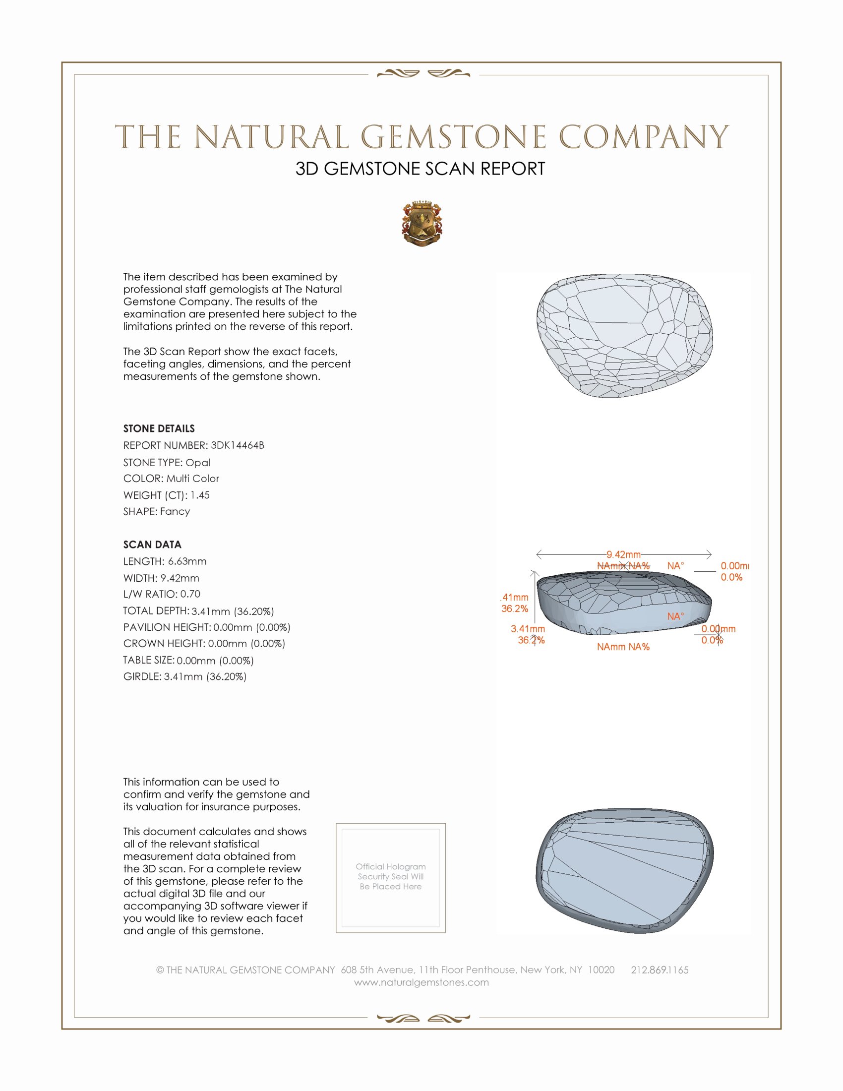 1.45 Ct. Black Opal from Australia