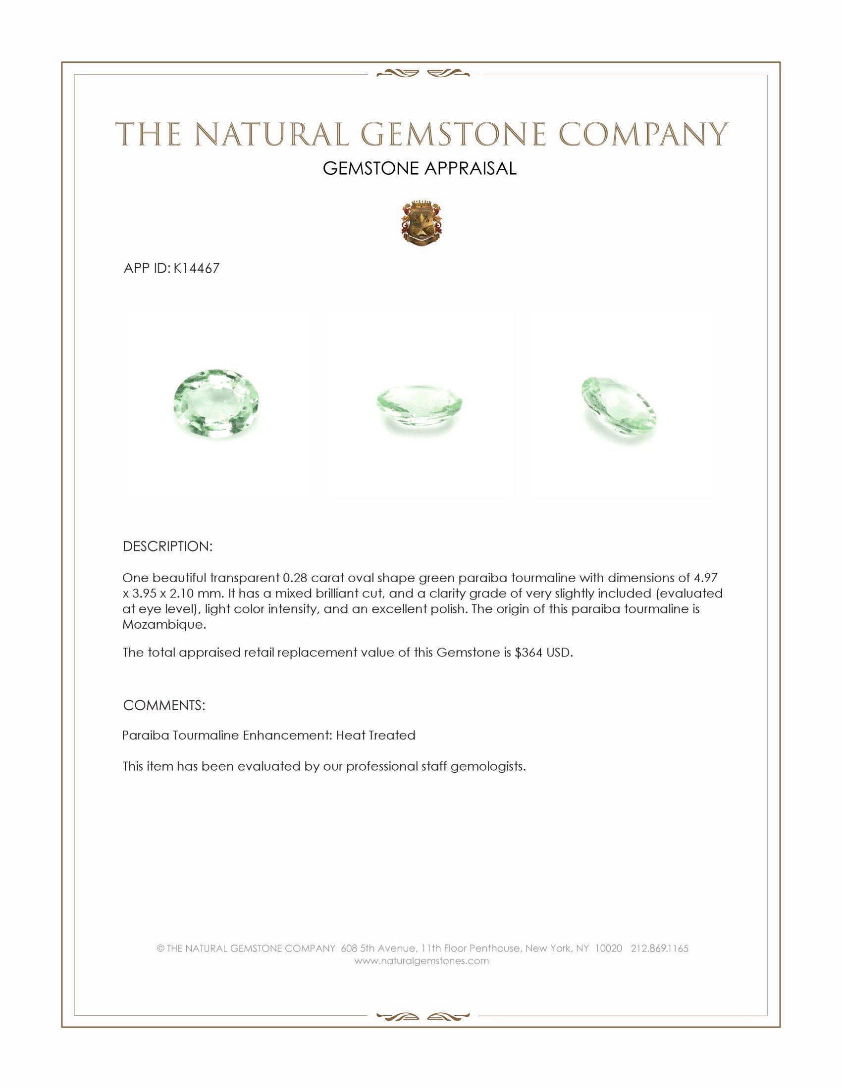 0.28 Ct. Paraiba Tourmaline from Mozambique