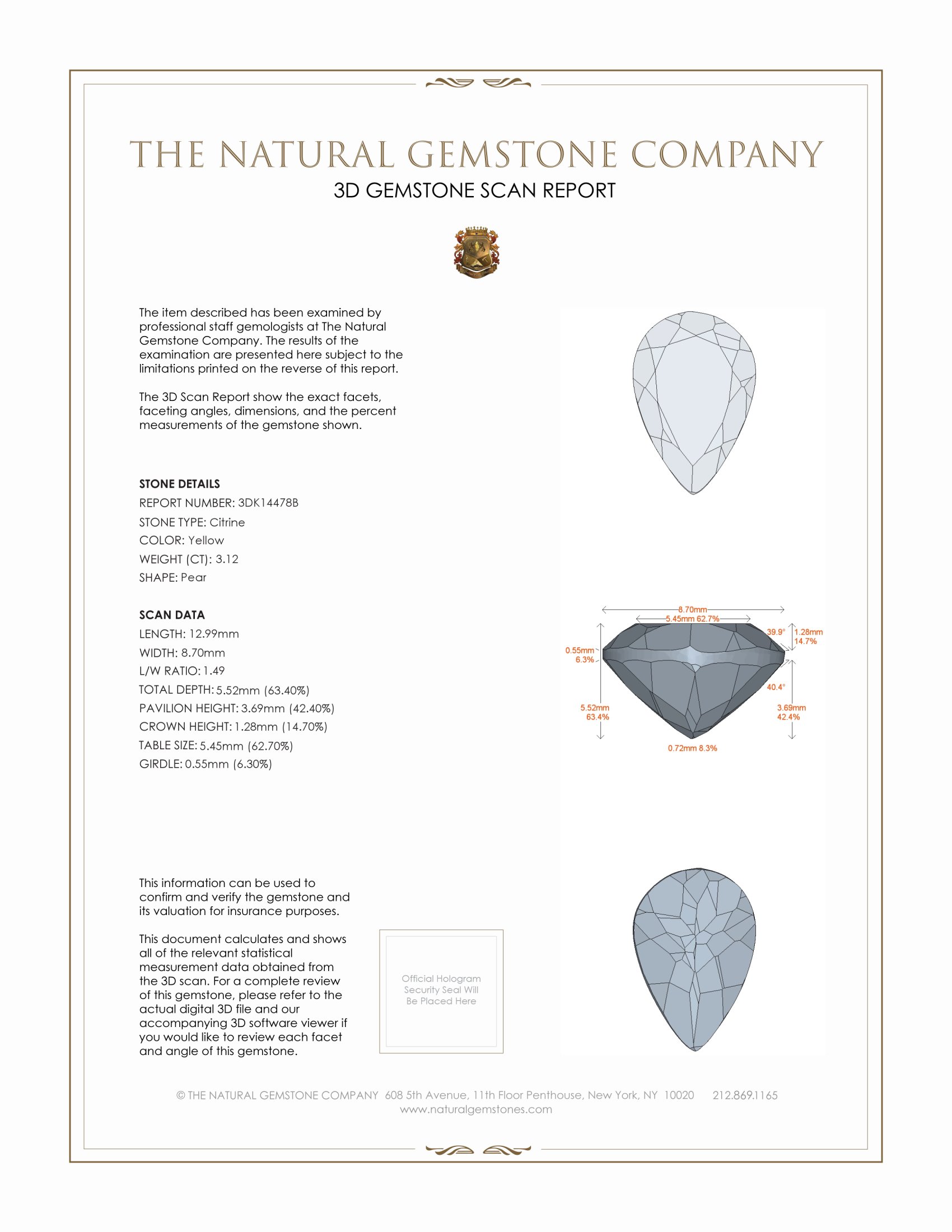 3.12 Ct. Citrine from Brazil