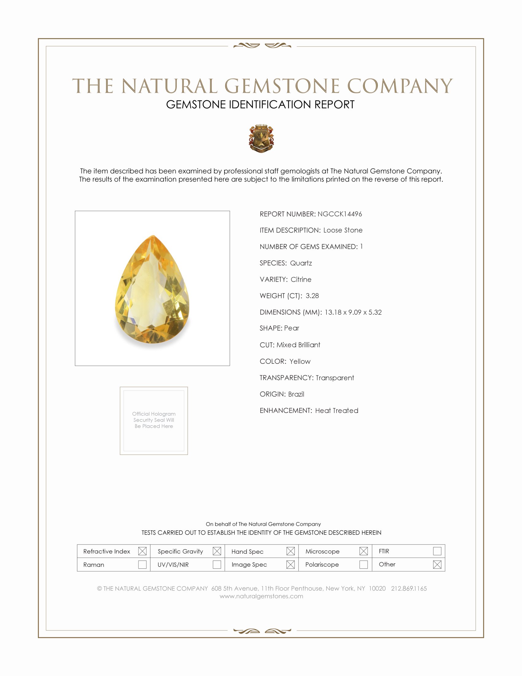 3.28 Ct. Citrine from Brazil