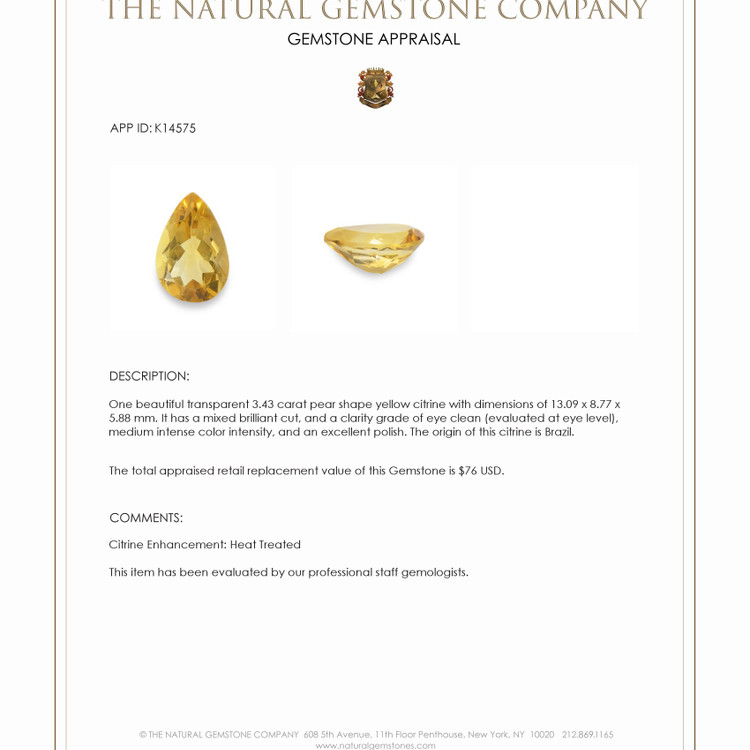 3.43 Ct. Citrine from Brazil