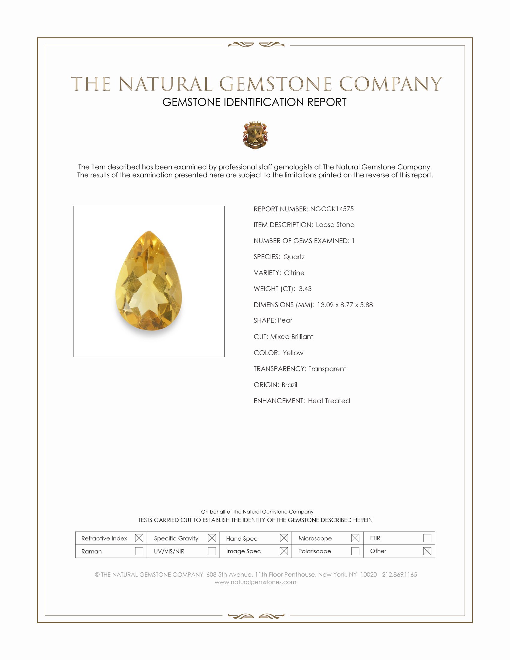 3.43 Ct. Citrine from Brazil