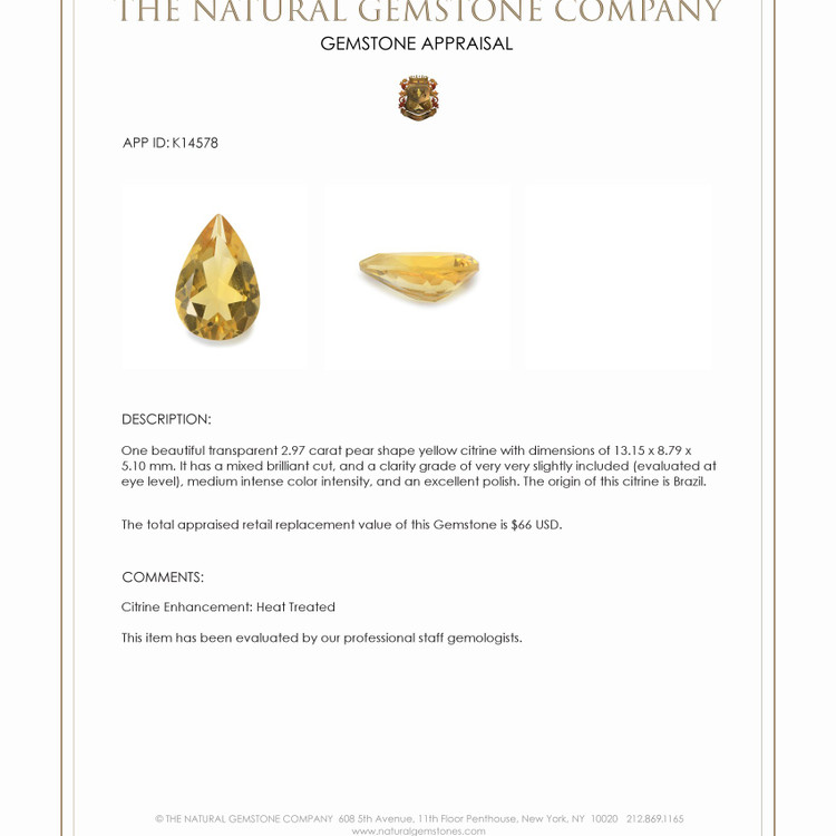 2.97 Ct. Citrine from Brazil