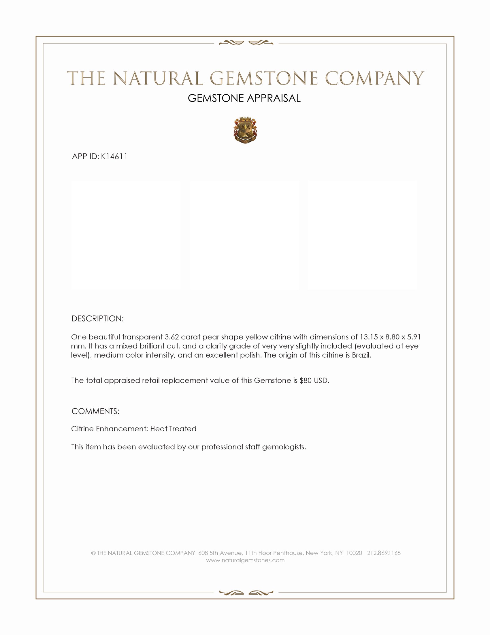 3.62 Ct. Yellow Citrine from Brazil