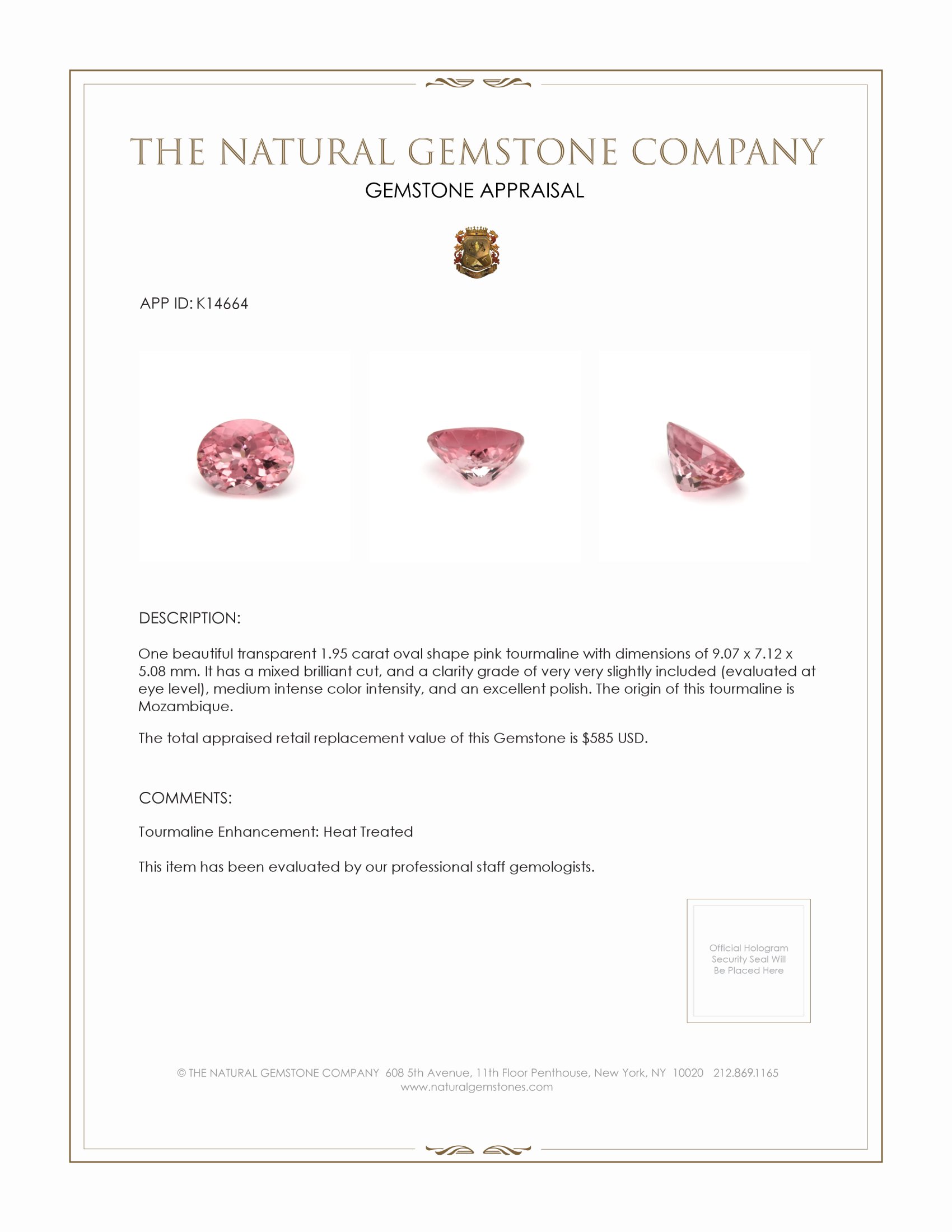 1.95 Ct. Tourmaline from Mozambique