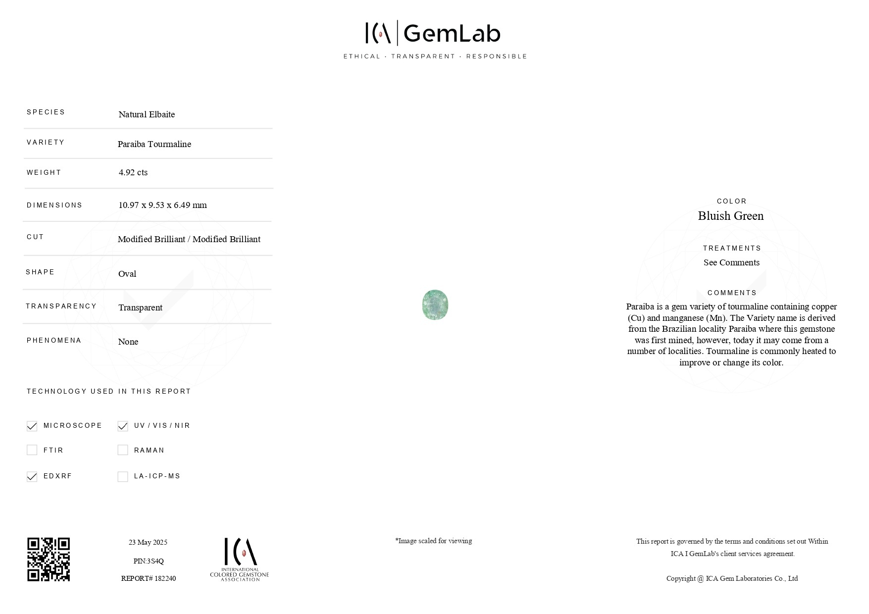 4.92 Ct. Paraiba Tourmaline from Africa