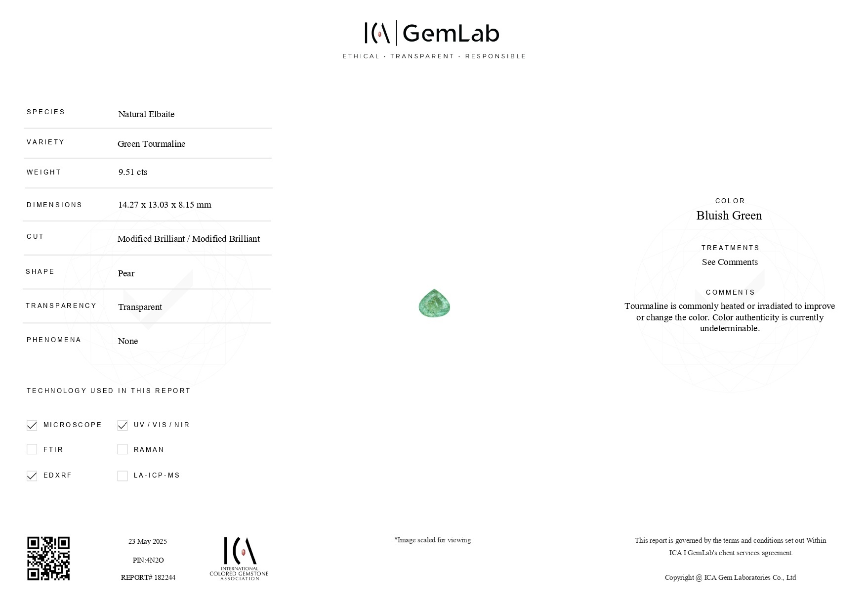 9.51 Ct. Tourmaline from Mozambique