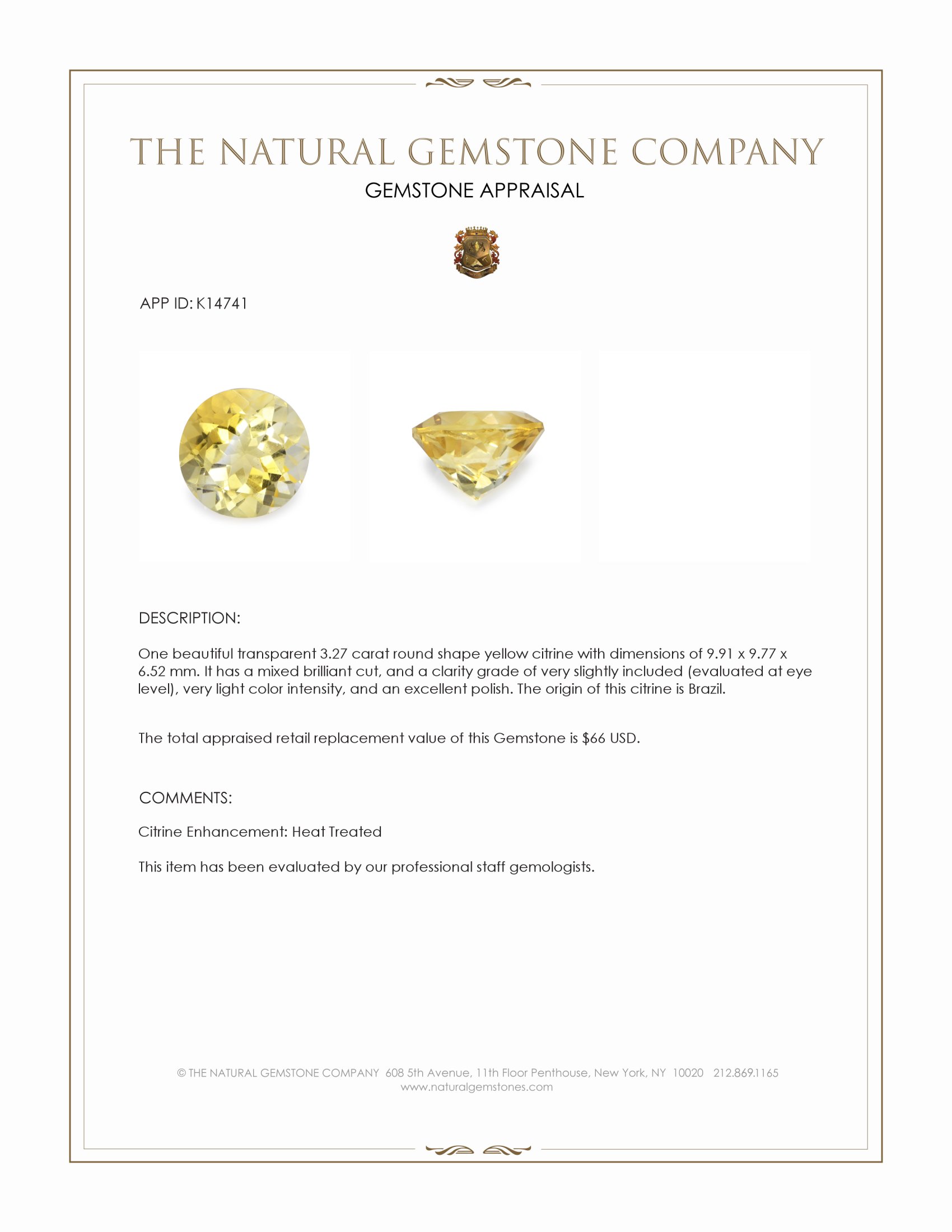 3.27 Ct. Citrine from Brazil