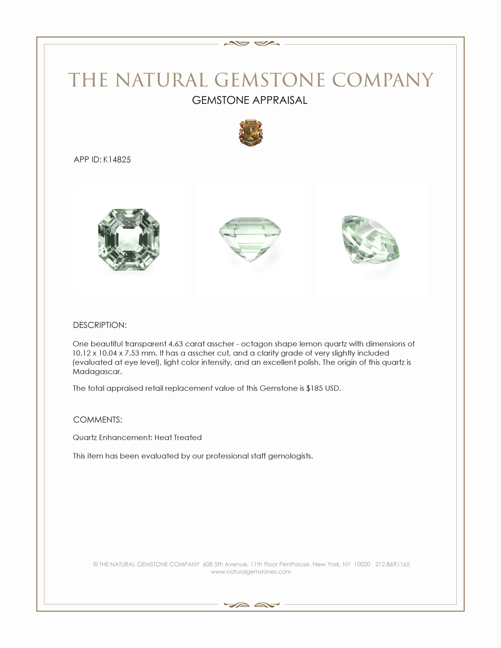 4.63 Ct. Quartz from Madagascar