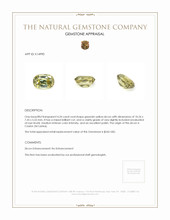 4.34 Ct. Greenish Yellow Zircon from Ceylon (Sri Lanka) Appraisal