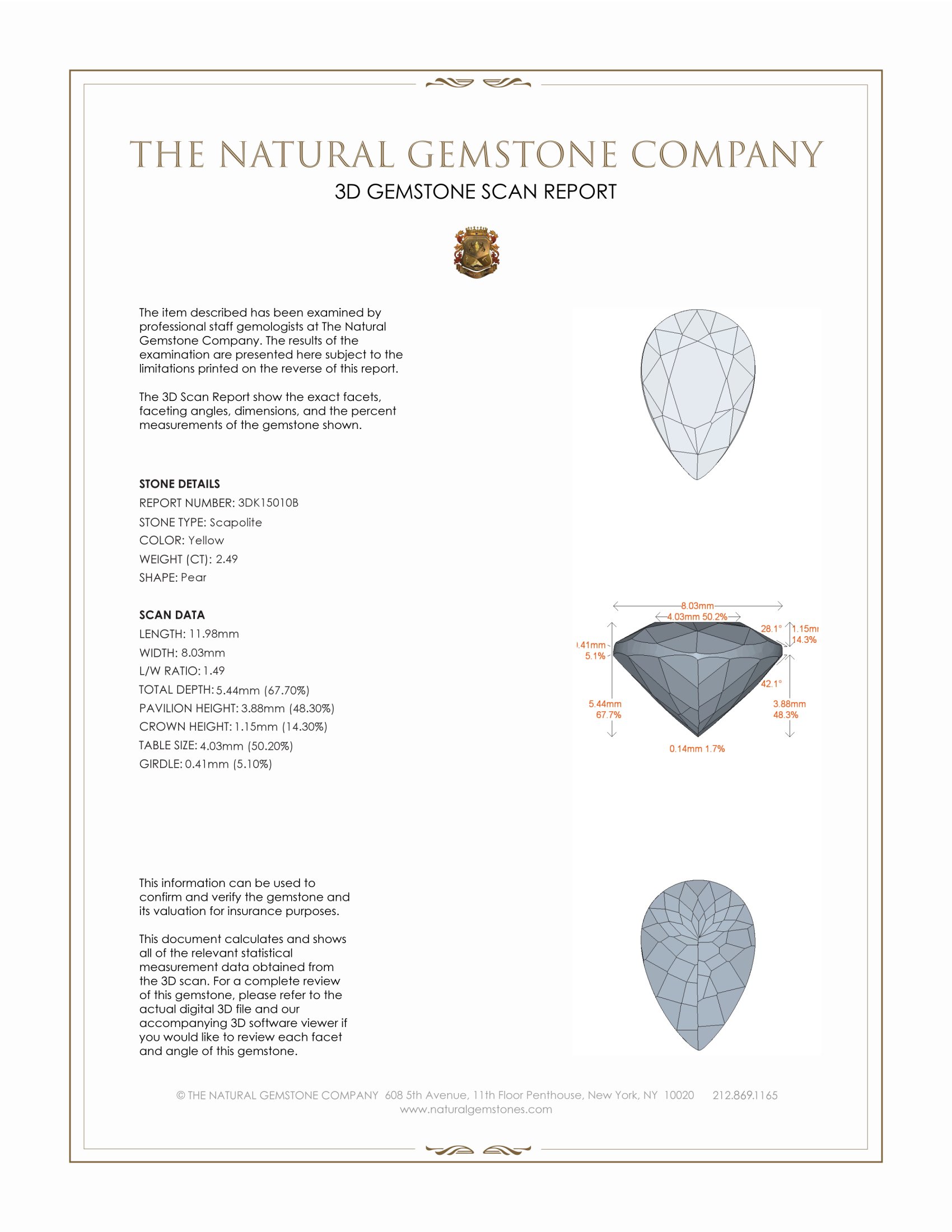 2.49 Ct. Scapolite from Tanzania