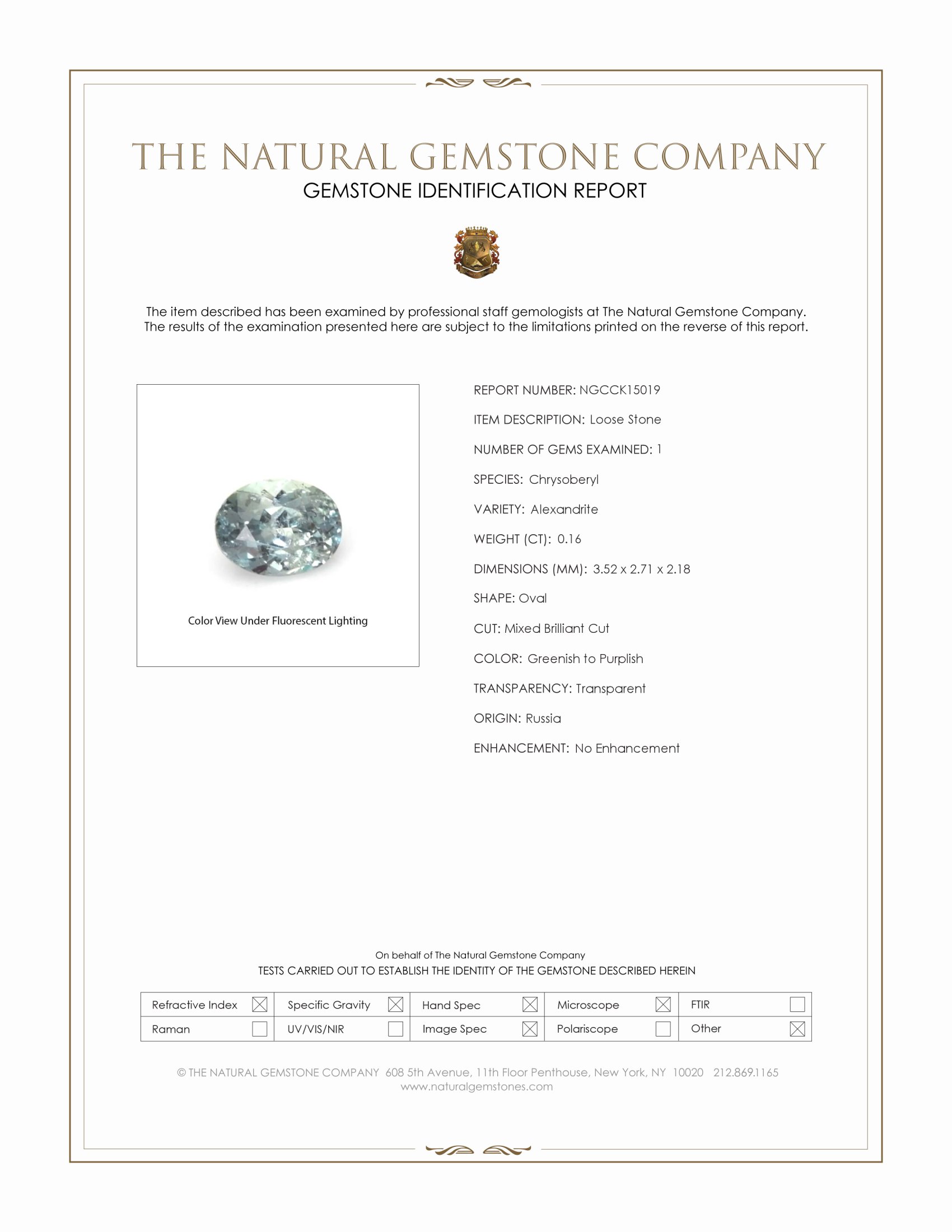 0.16 Ct. Alexandrite from Russia