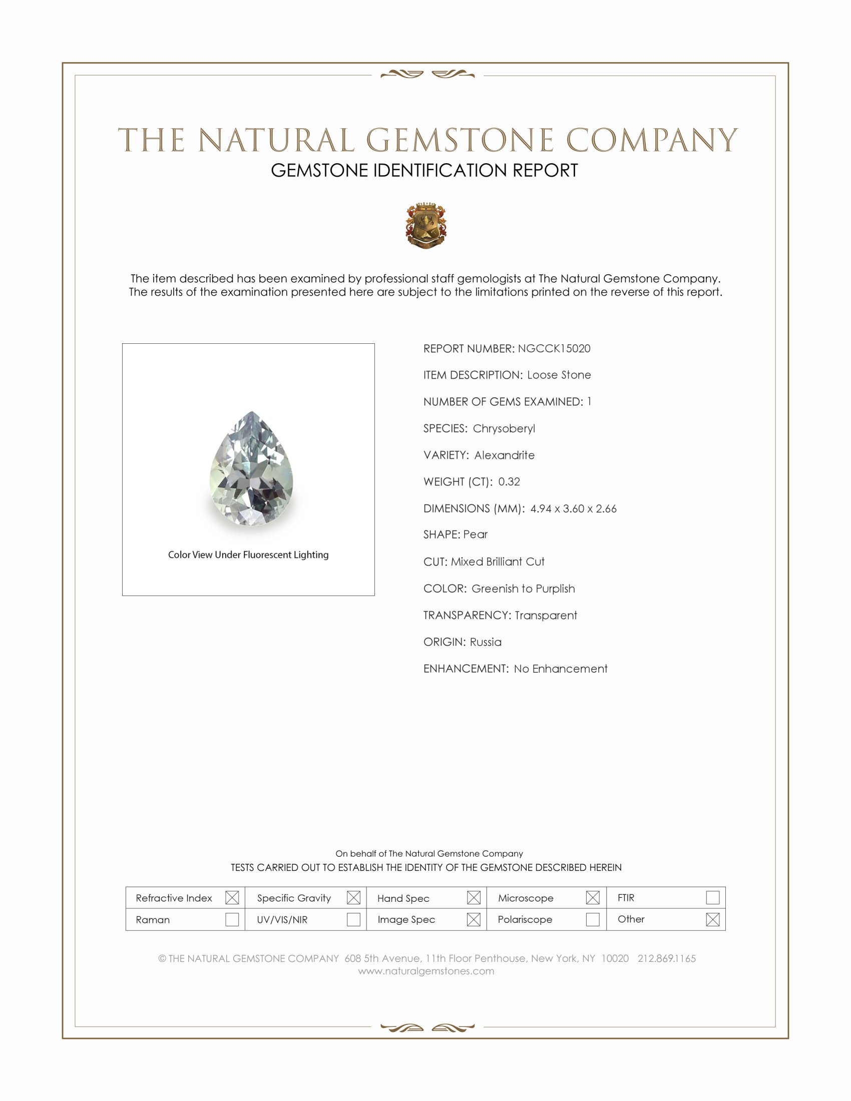 0.32 Ct. Alexandrite from Russia