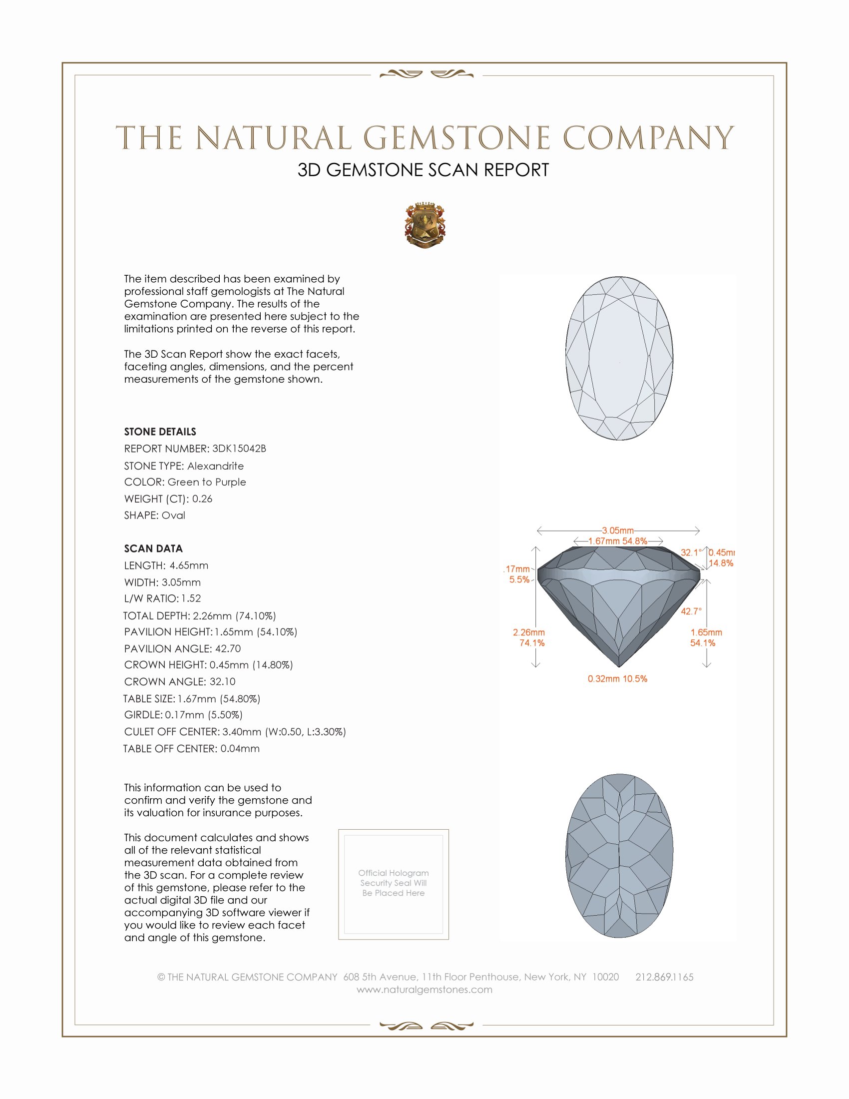0.26 Ct. Alexandrite from Russia