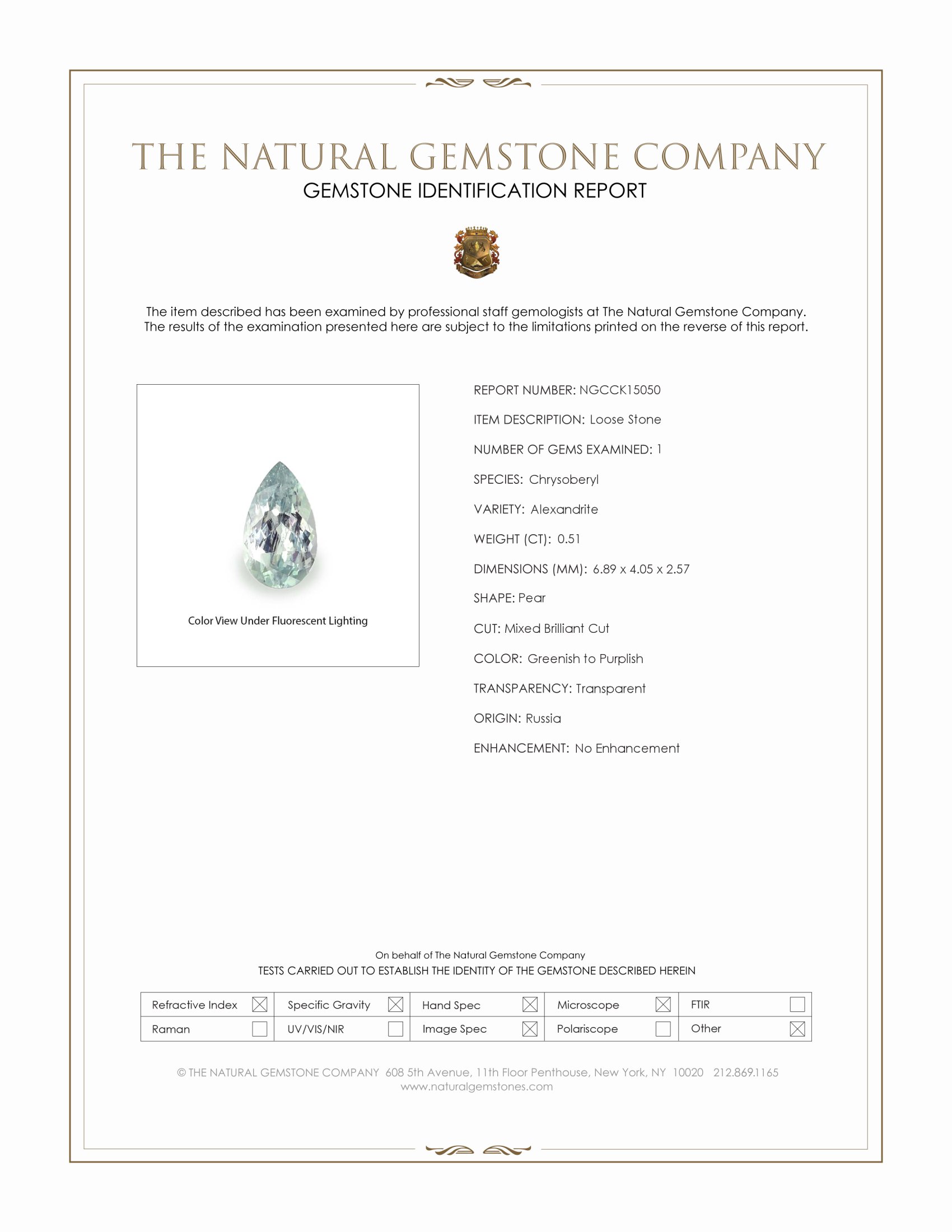 0.51 Ct. Alexandrite from Russia