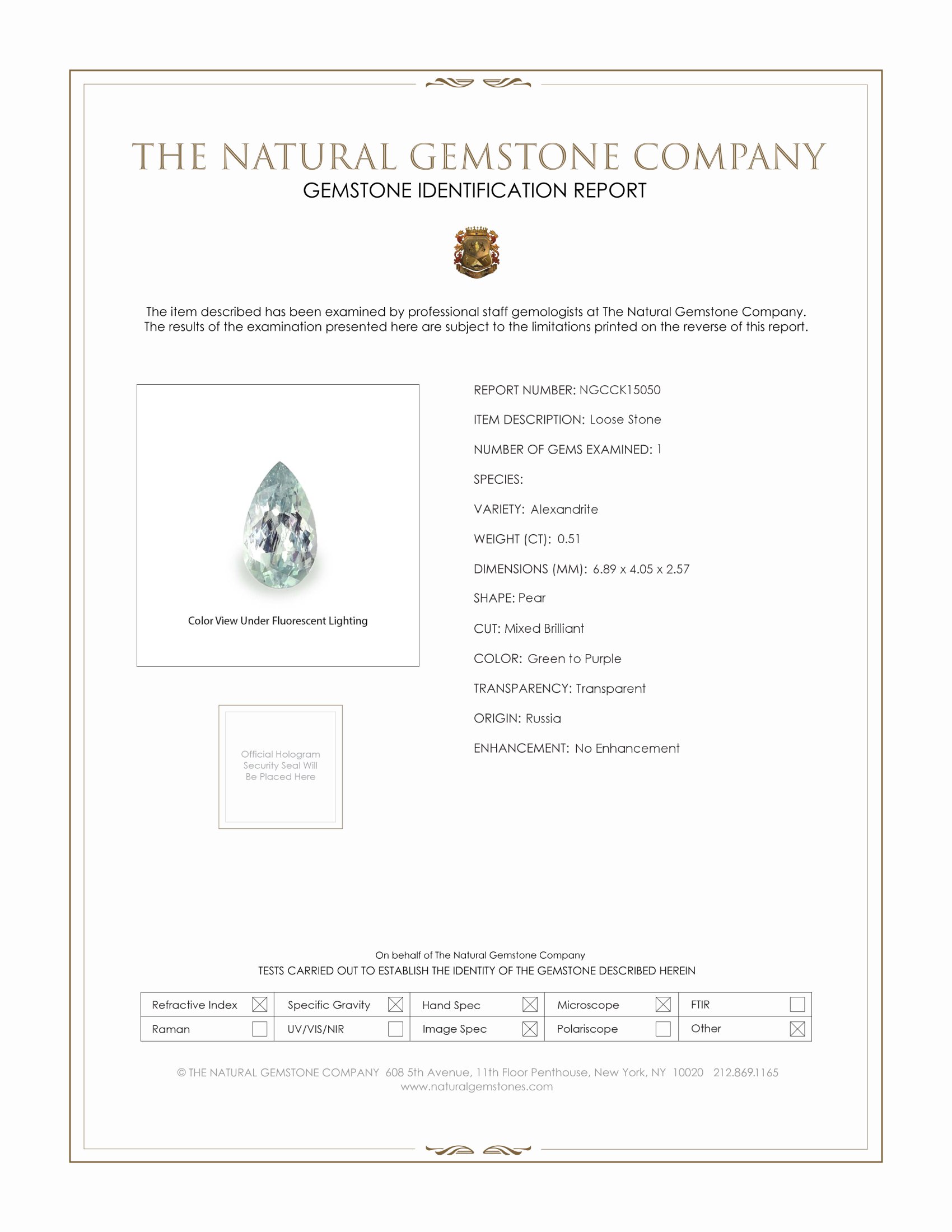 0.51 Ct. Alexandrite from Russia