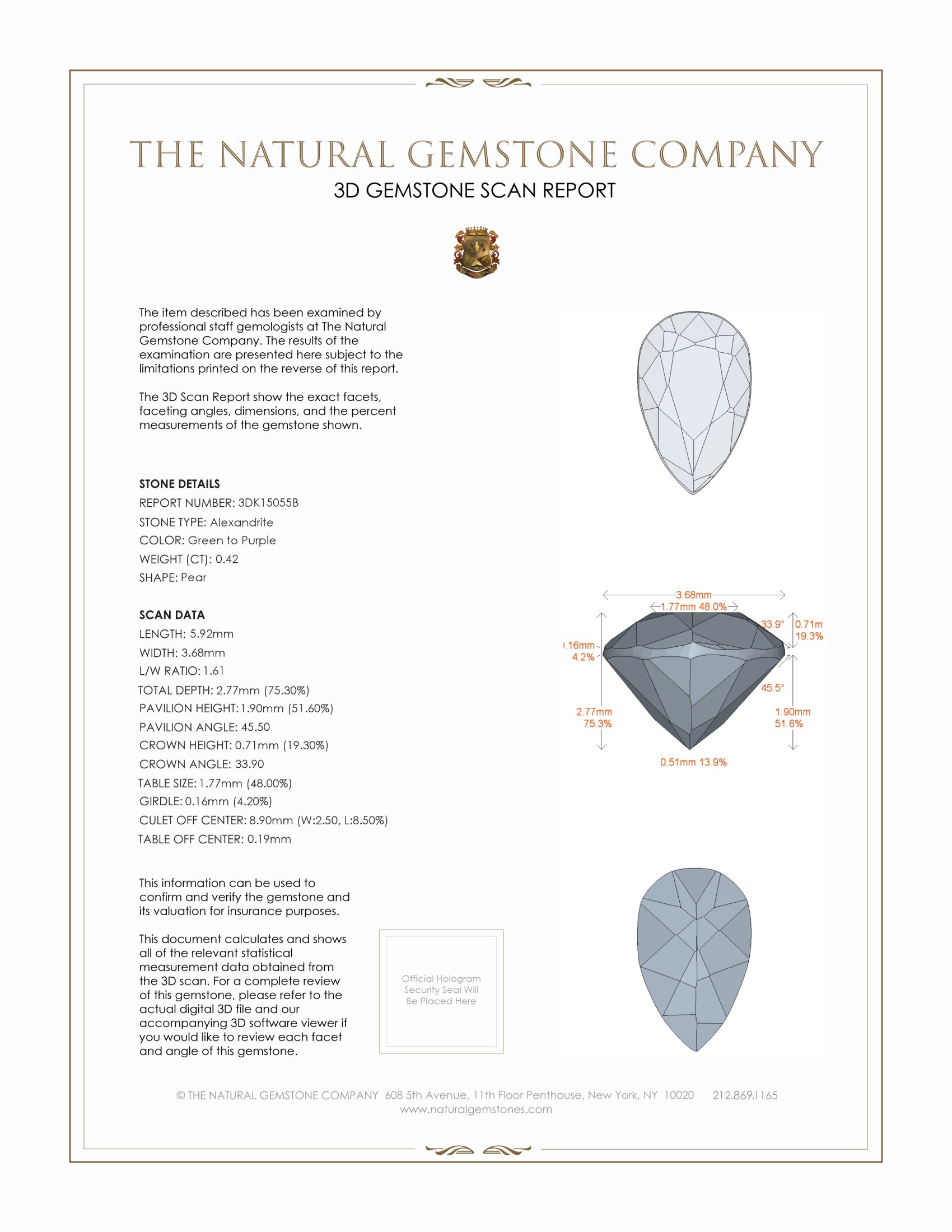 0.42 Ct. Alexandrite from Russia