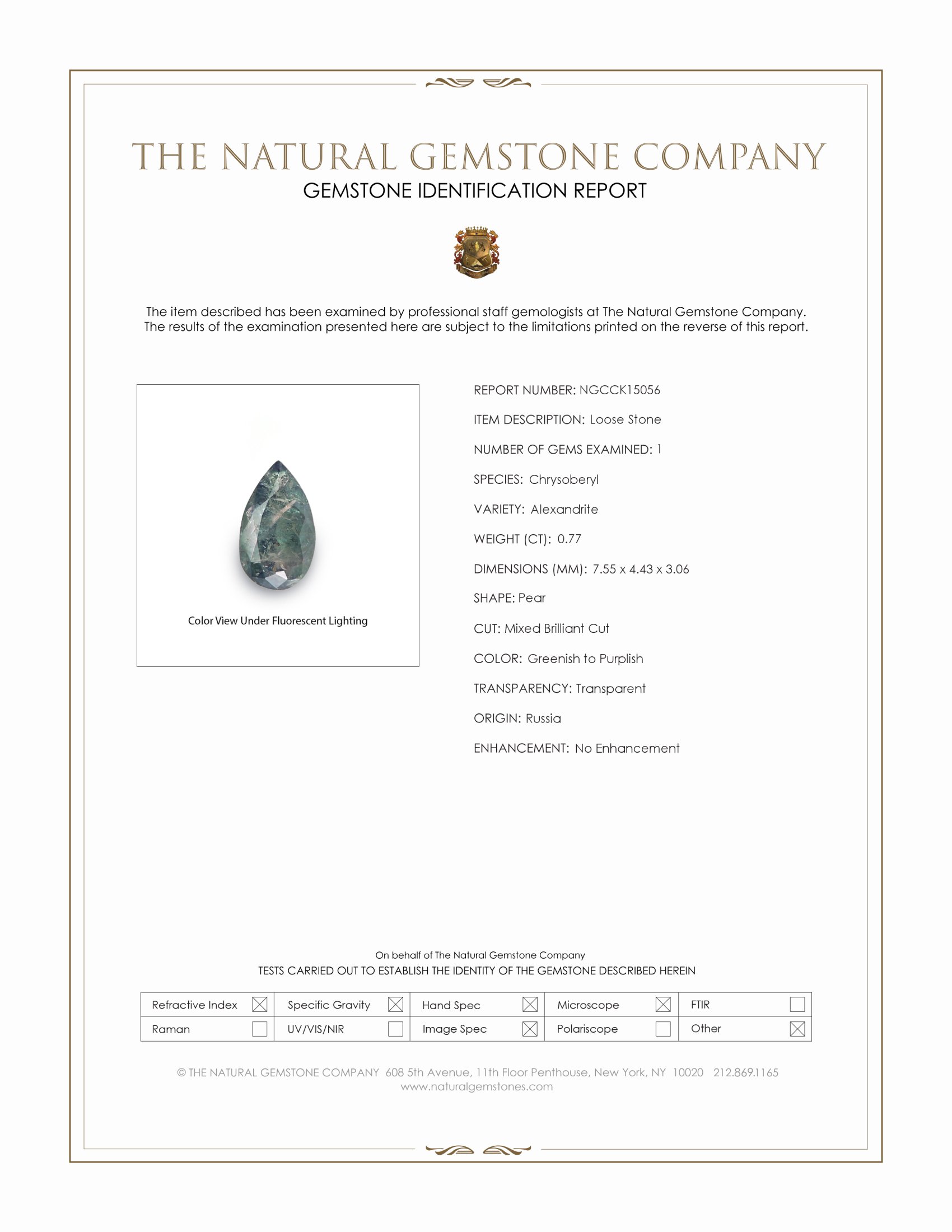 0.77 Ct. Alexandrite from Russia