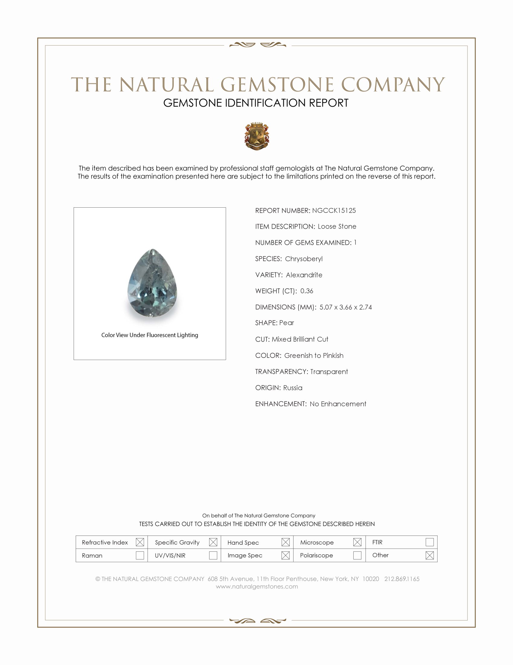 0.36 Ct. Alexandrite from Russia