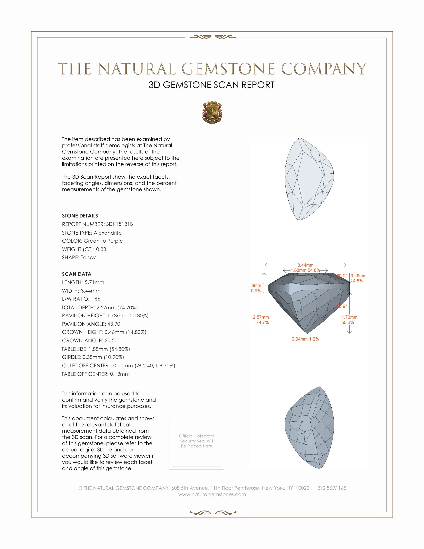 0.33 Ct. Alexandrite from Russia