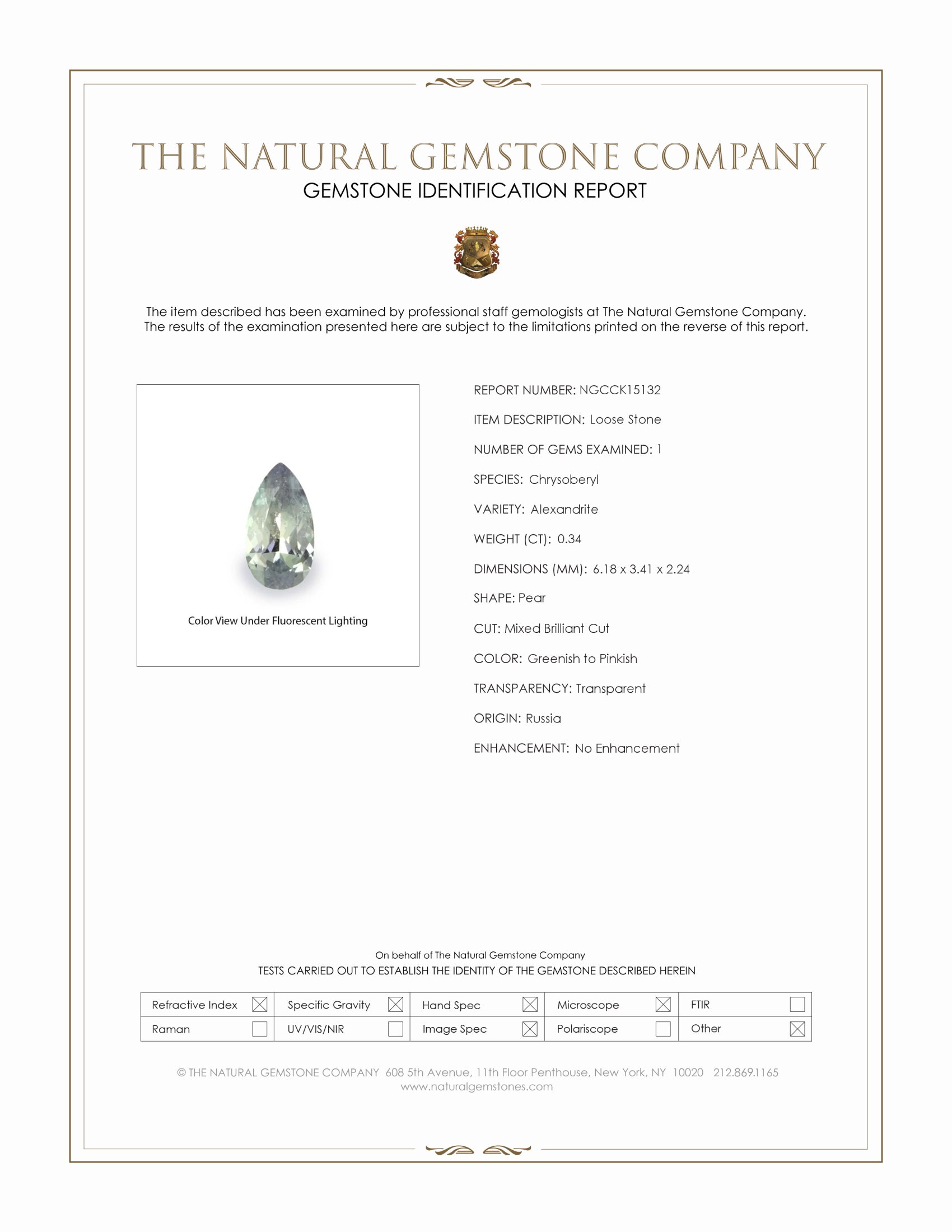 0.34 Ct. Alexandrite from Russia