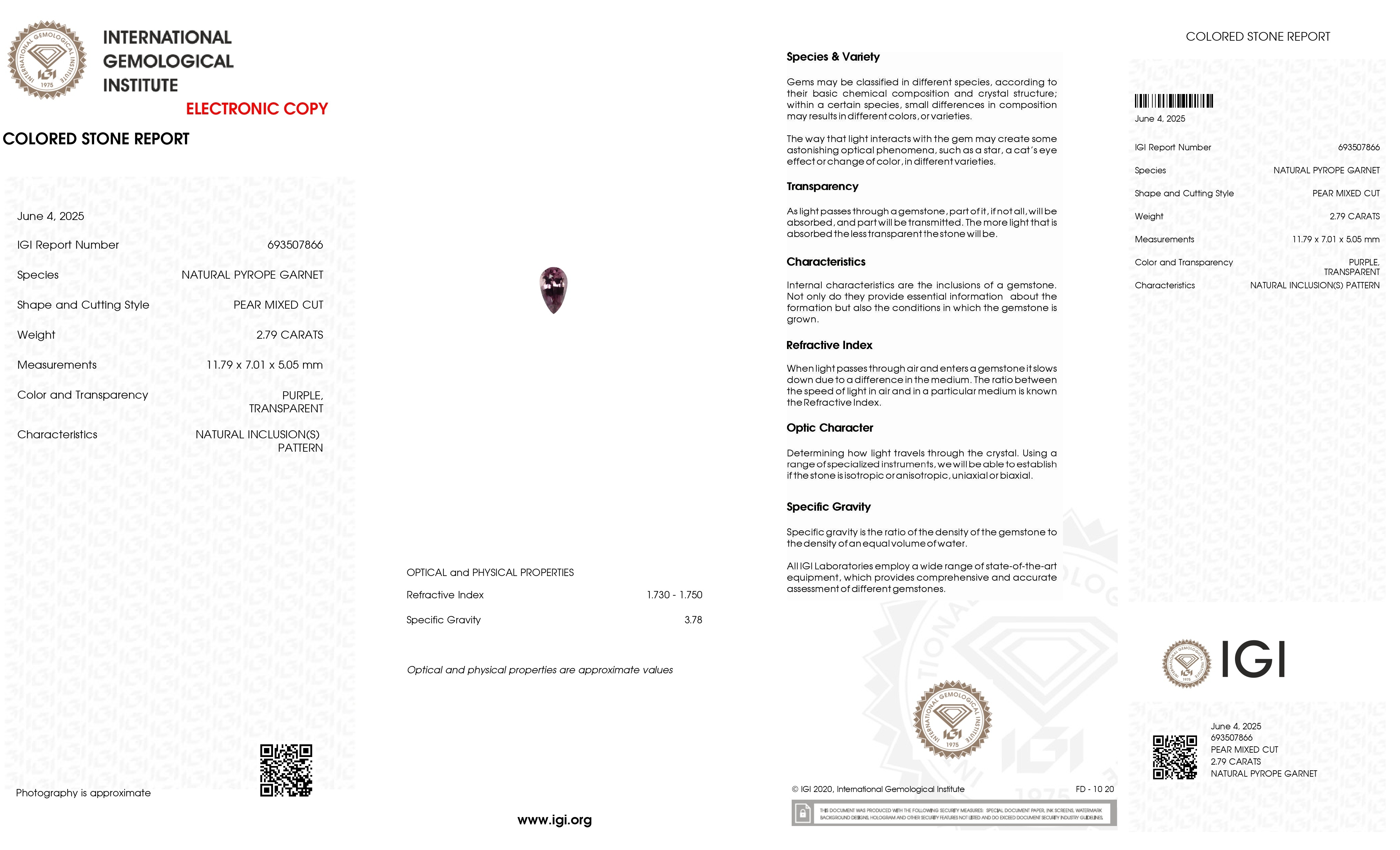 2.79 Ct. Garnet from Ceylon (Sri Lanka)