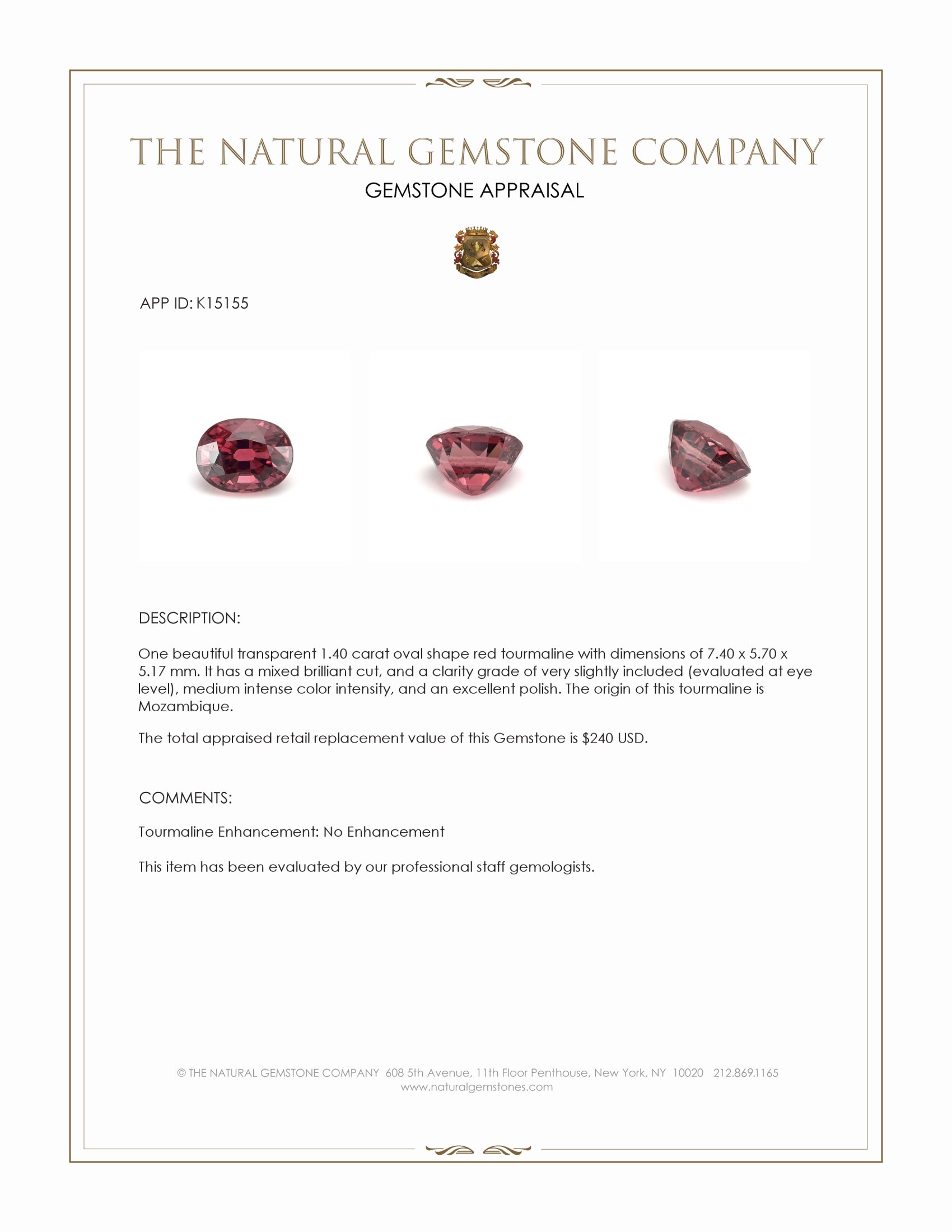 1.40 Ct. Tourmaline from Mozambique