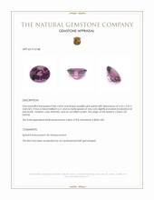 0.86 Ct. Purplish Pink Spinel from Ceylon (Sri Lanka) Appraisal