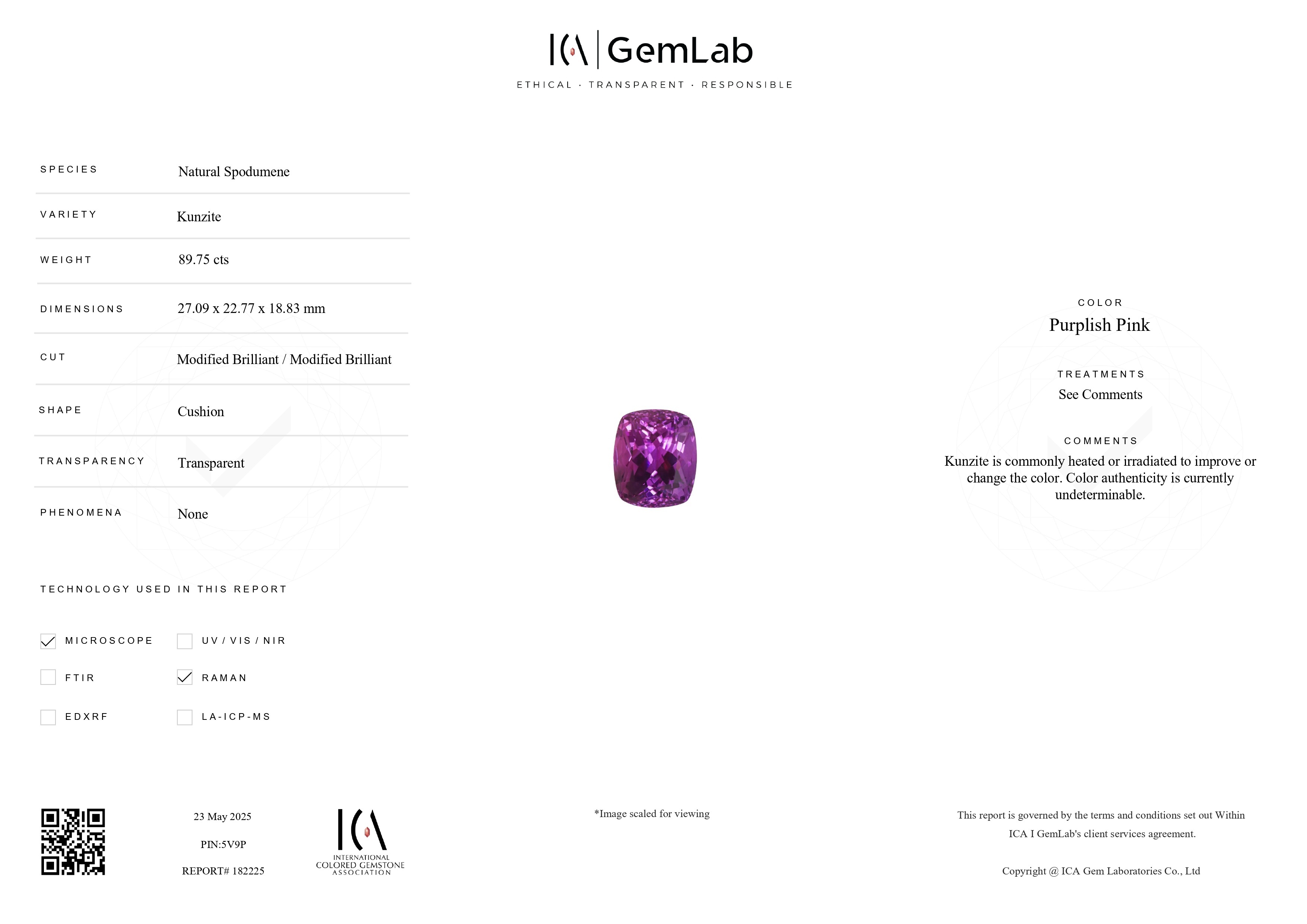 89.75 Ct. Kunzite from Afghanistan
