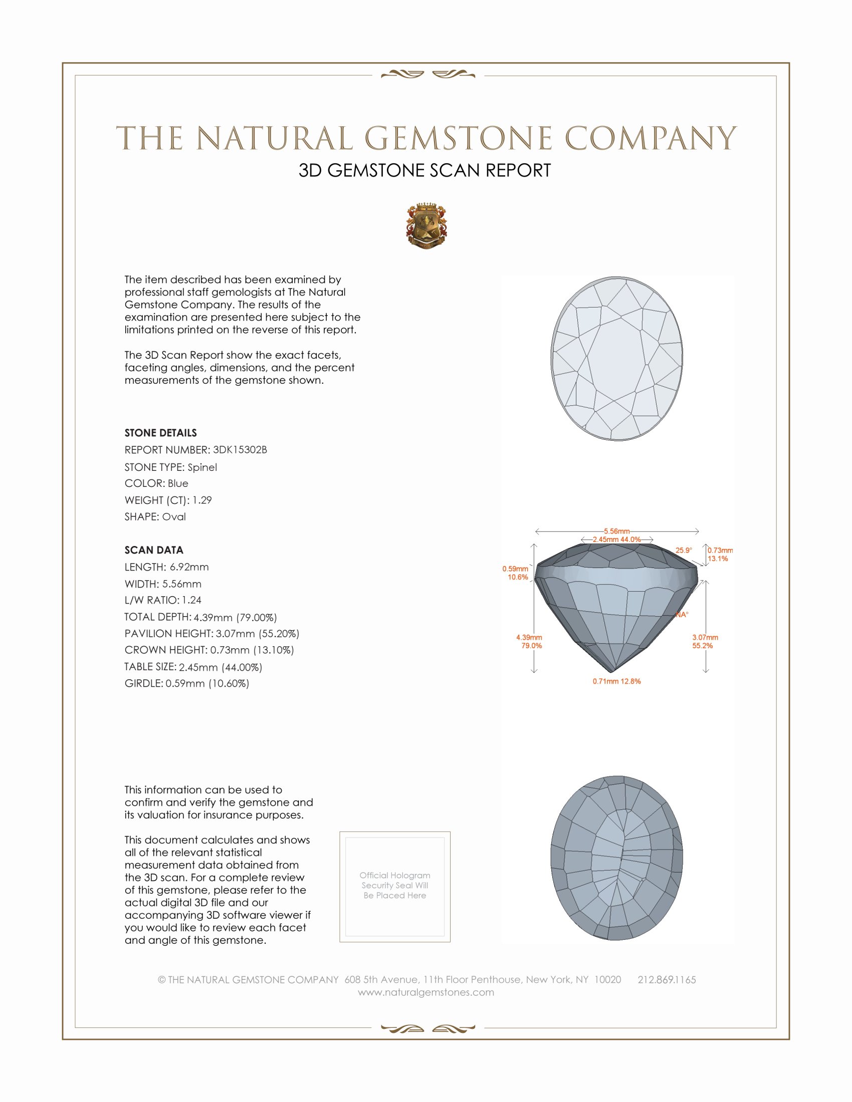 1.29 Ct. Spinel from Ceylon (Sri Lanka)