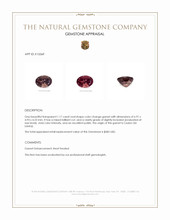 1.17 Ct. Color Change Garnet from Ceylon (Sri Lanka) Appraisal