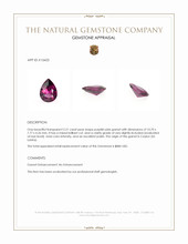 2.21 Ct. Purplish Pink Garnet from Ceylon (Sri Lanka) Appraisal