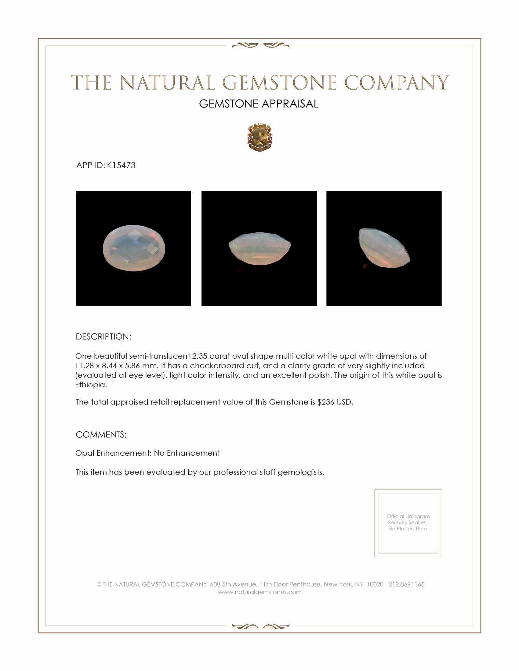 2.35 Ct. Yellow Cabochon Semi-Black Opal from Ethiopia