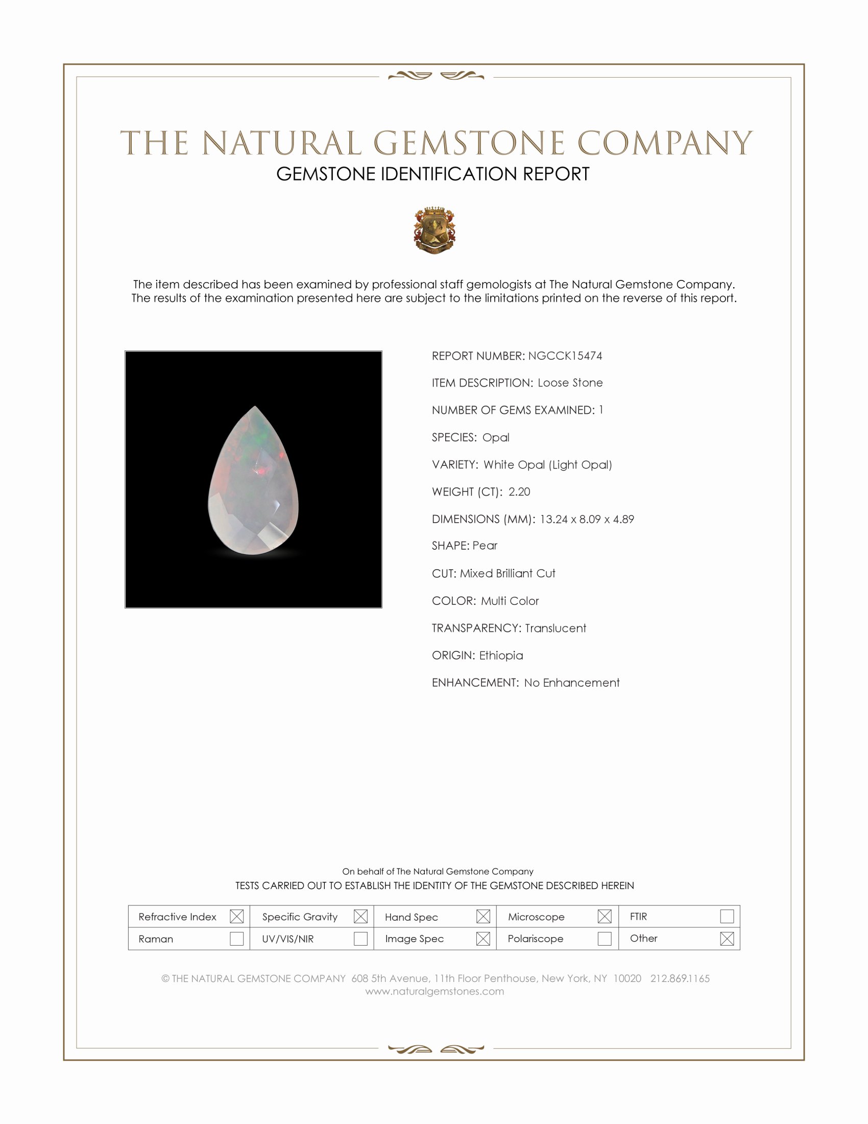 2.20 Ct. Multi Color White Opal (Light Opal) from Ethiopia