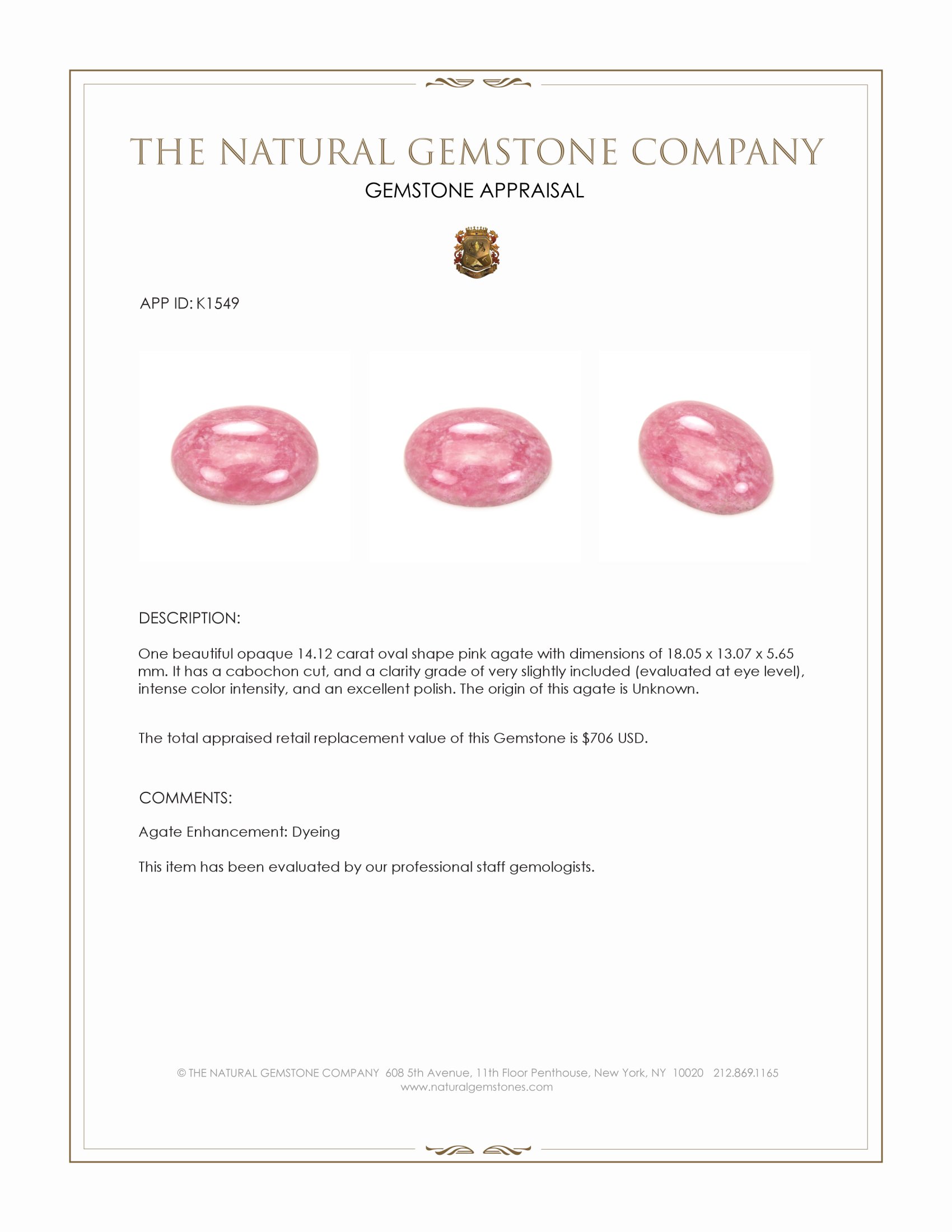 14.12 Ct. Cabochon Agate