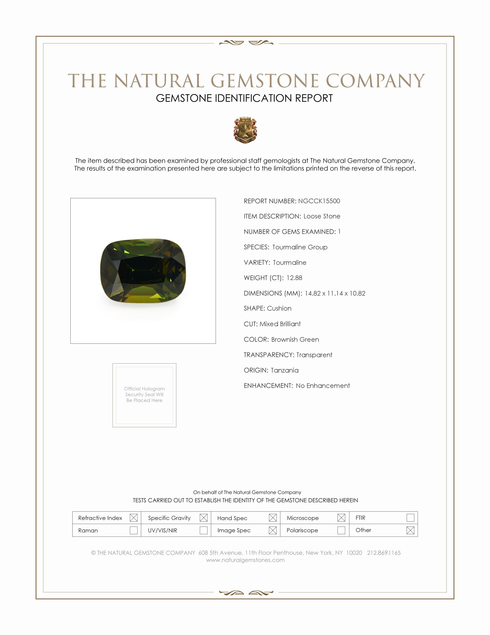 12.88 Ct. Tourmaline from Tanzania