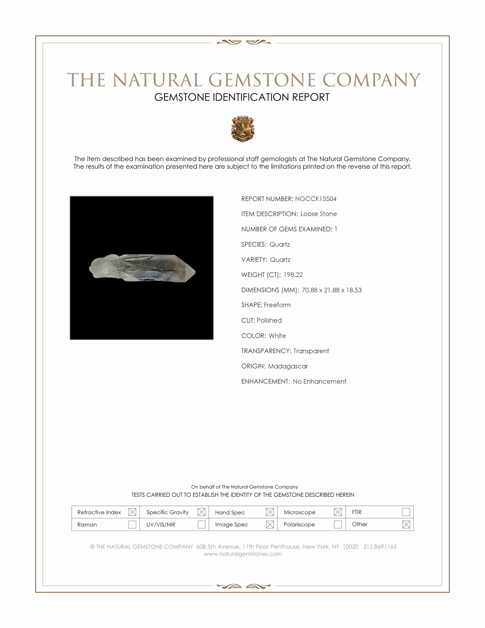 198.22 Ct. White Cabochon Quartz from Madagascar