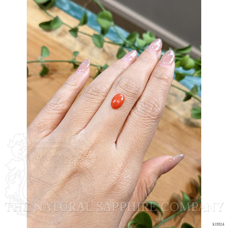 1.11 Ct. Orangish Red Cabochon Coral from Italy