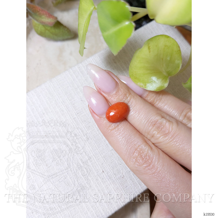4.27 Ct. Orange Cabochon Coral from Italy